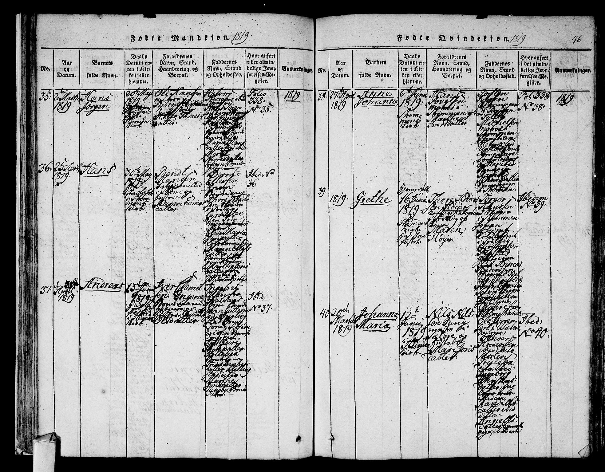Hurum kirkebøker, AV/SAKO-A-229/F/Fa/L0009: Ministerialbok nr. 9, 1816-1826, s. 46