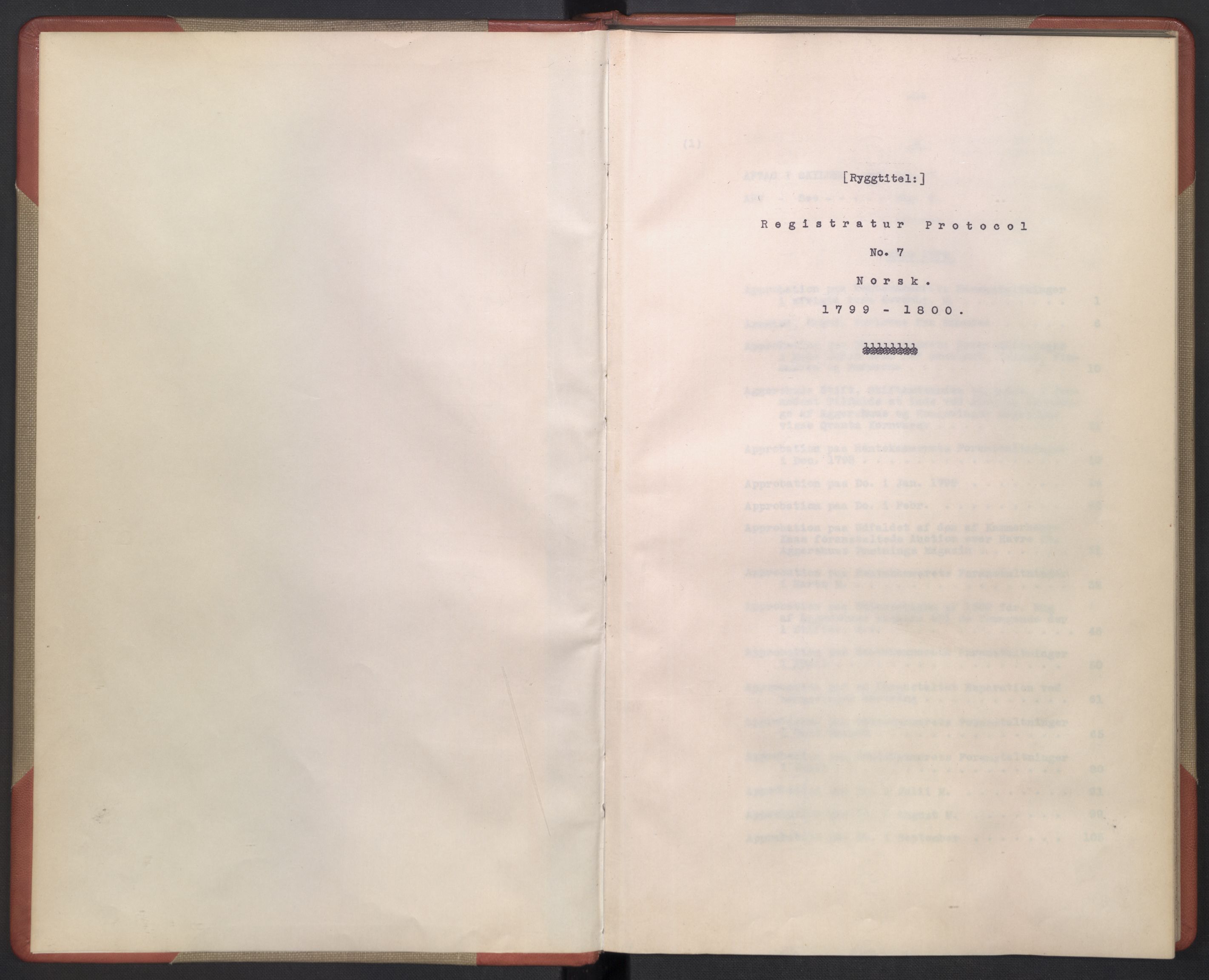 Avskriftsamlingen, AV/RA-EA-4022/F/Fb/L0130: Registratur over norske Relasjons- og  resolusjonsprotokoller, 1799-1800, s. 3