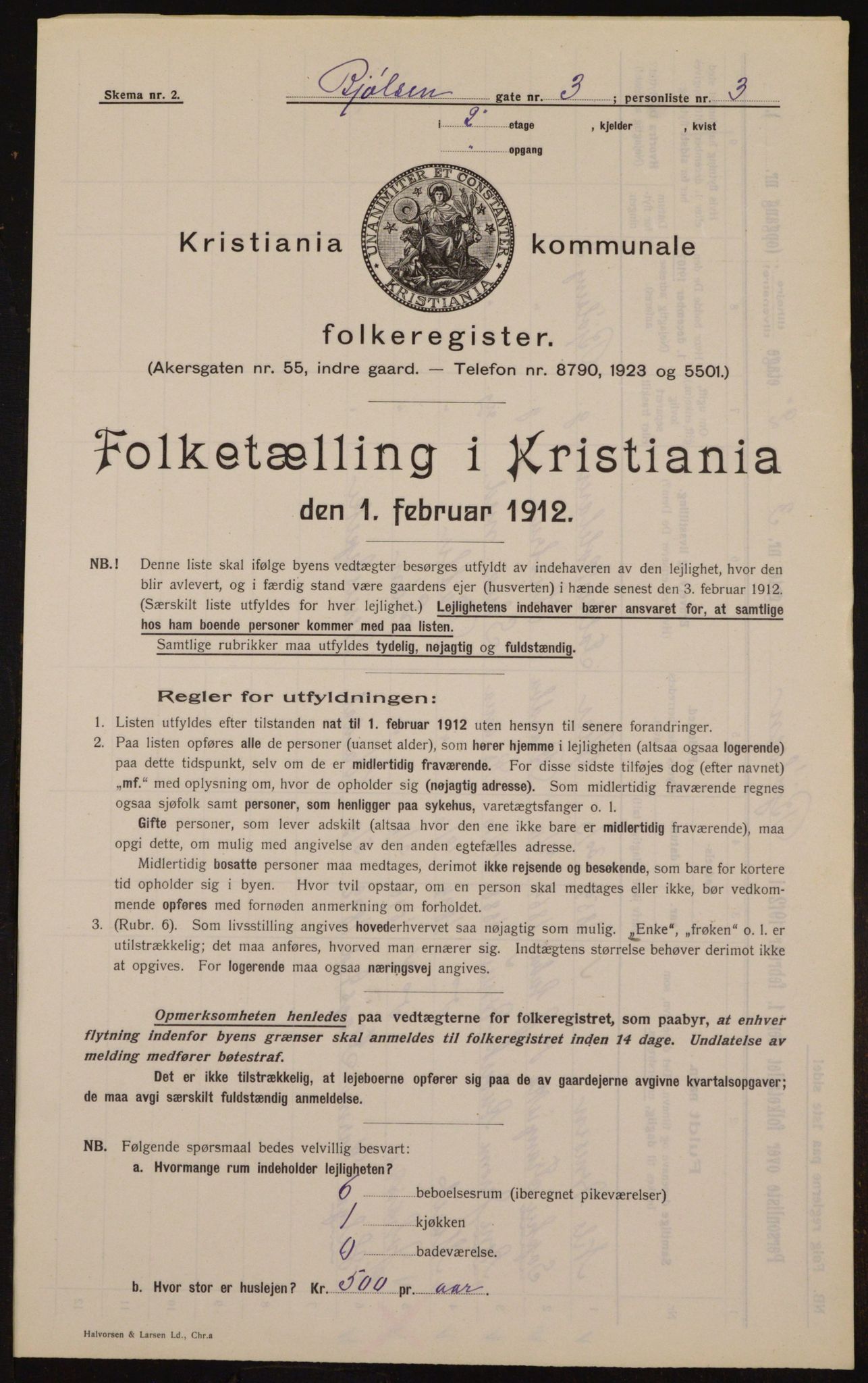 OBA, Kommunal folketelling 1.2.1912 for Kristiania, 1912, s. 6305