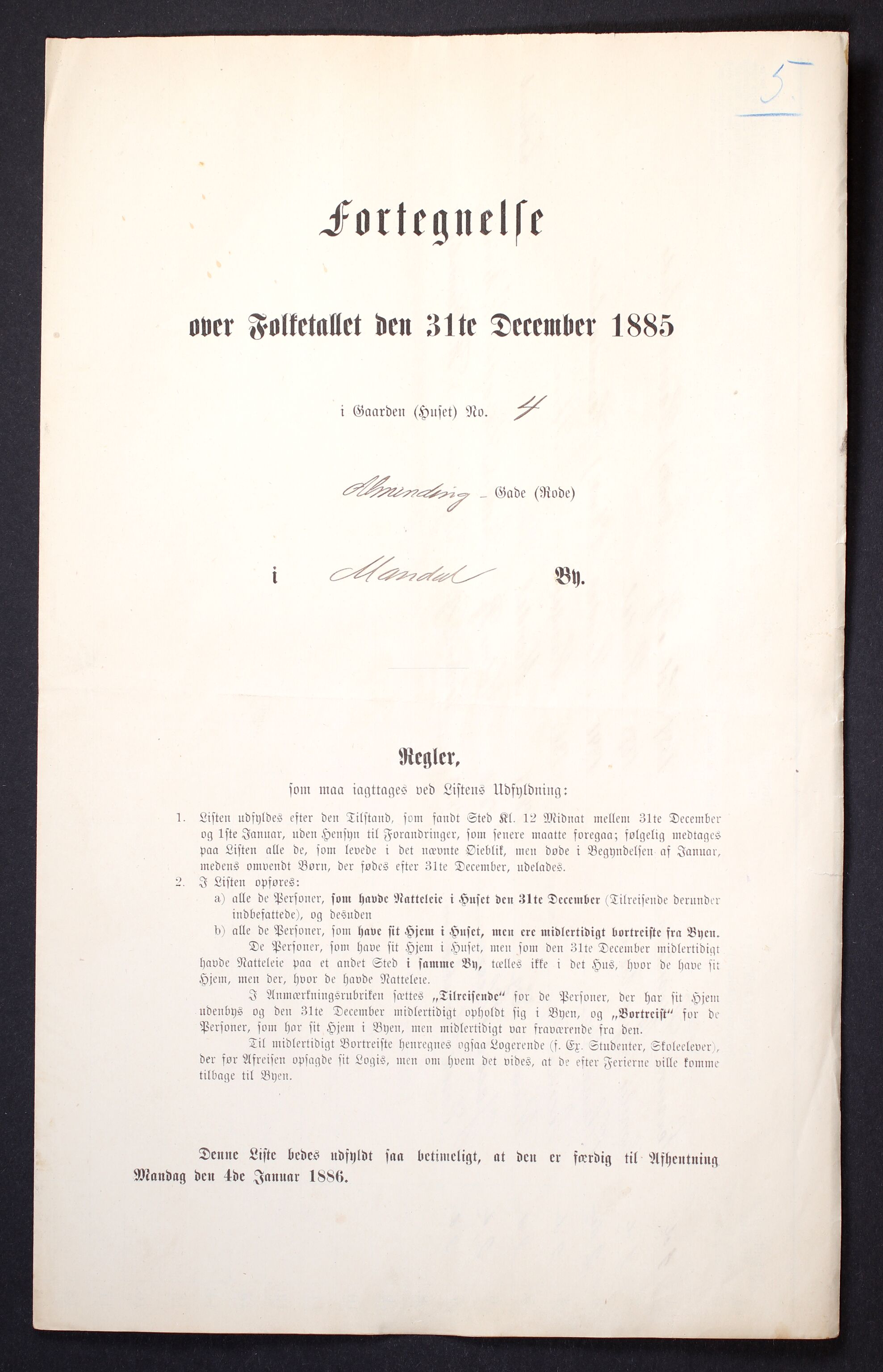 SAK, Folketelling 1885 for 1002 Mandal ladested, 1885, s. 12