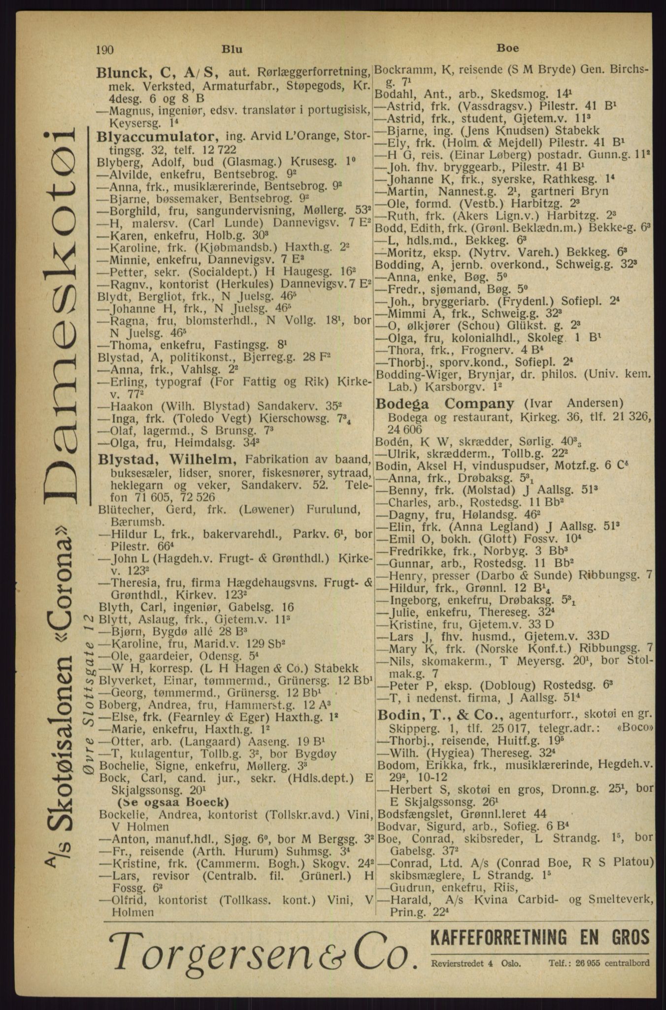 Kristiania/Oslo adressebok, PUBL/-, 1927, s. 190