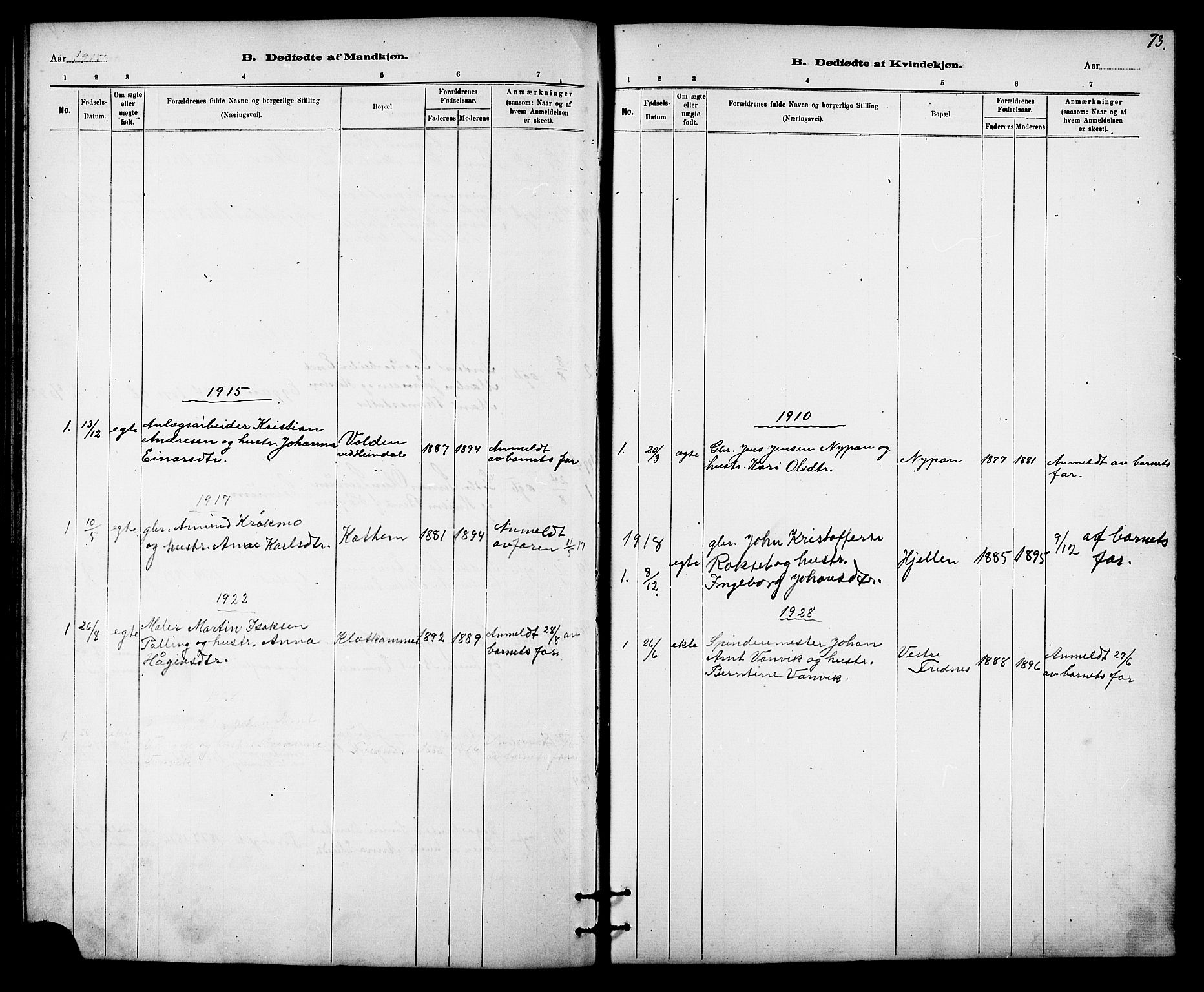 Ministerialprotokoller, klokkerbøker og fødselsregistre - Sør-Trøndelag, SAT/A-1456/613/L0395: Klokkerbok nr. 613C03, 1887-1909, s. 73