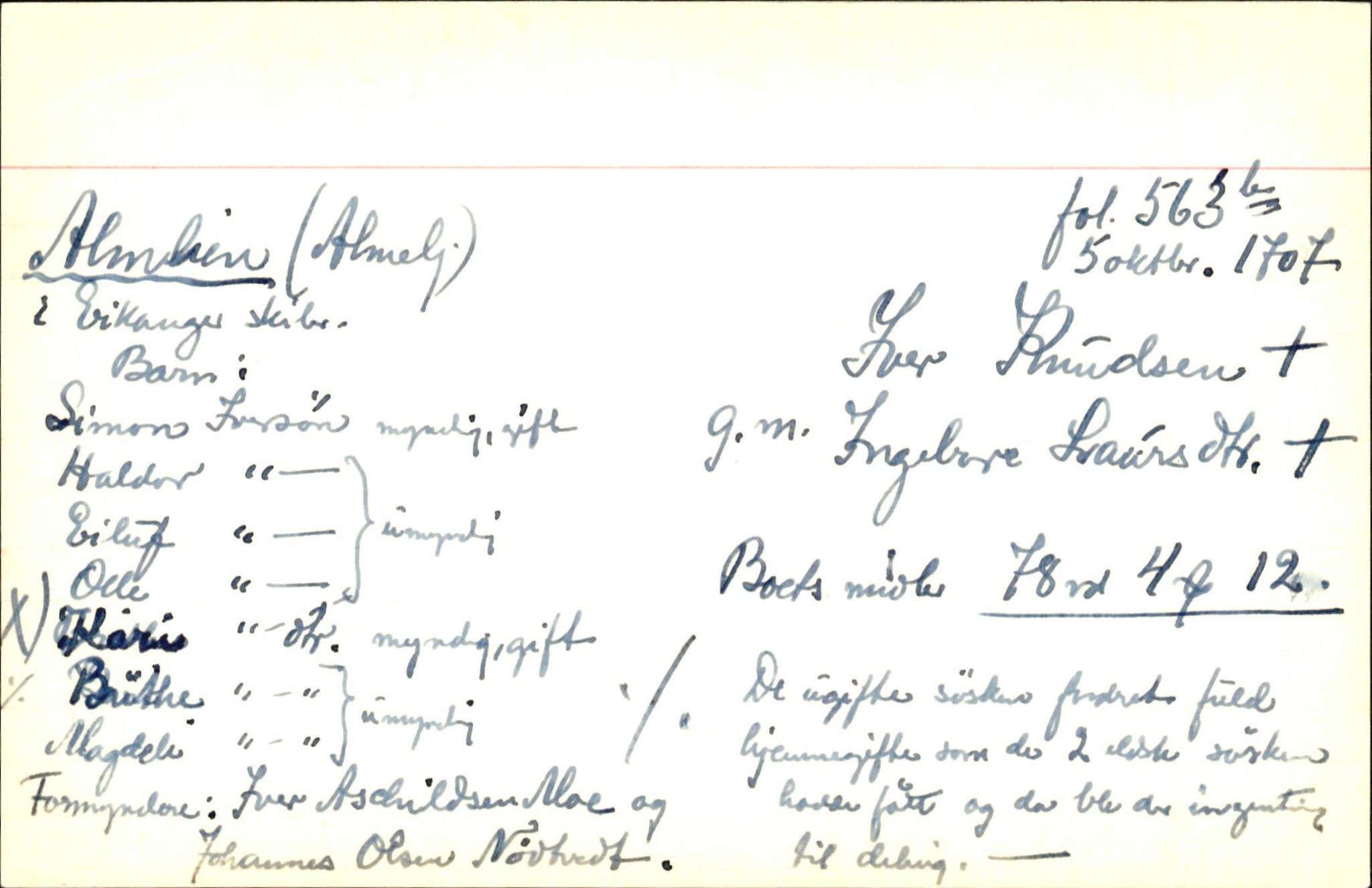 Skiftekort ved Statsarkivet i Bergen, SAB/SKIFTEKORT/001/L0001: Skifteprotokoll nr. 1-2 - test test, 1702-1716, s. 94