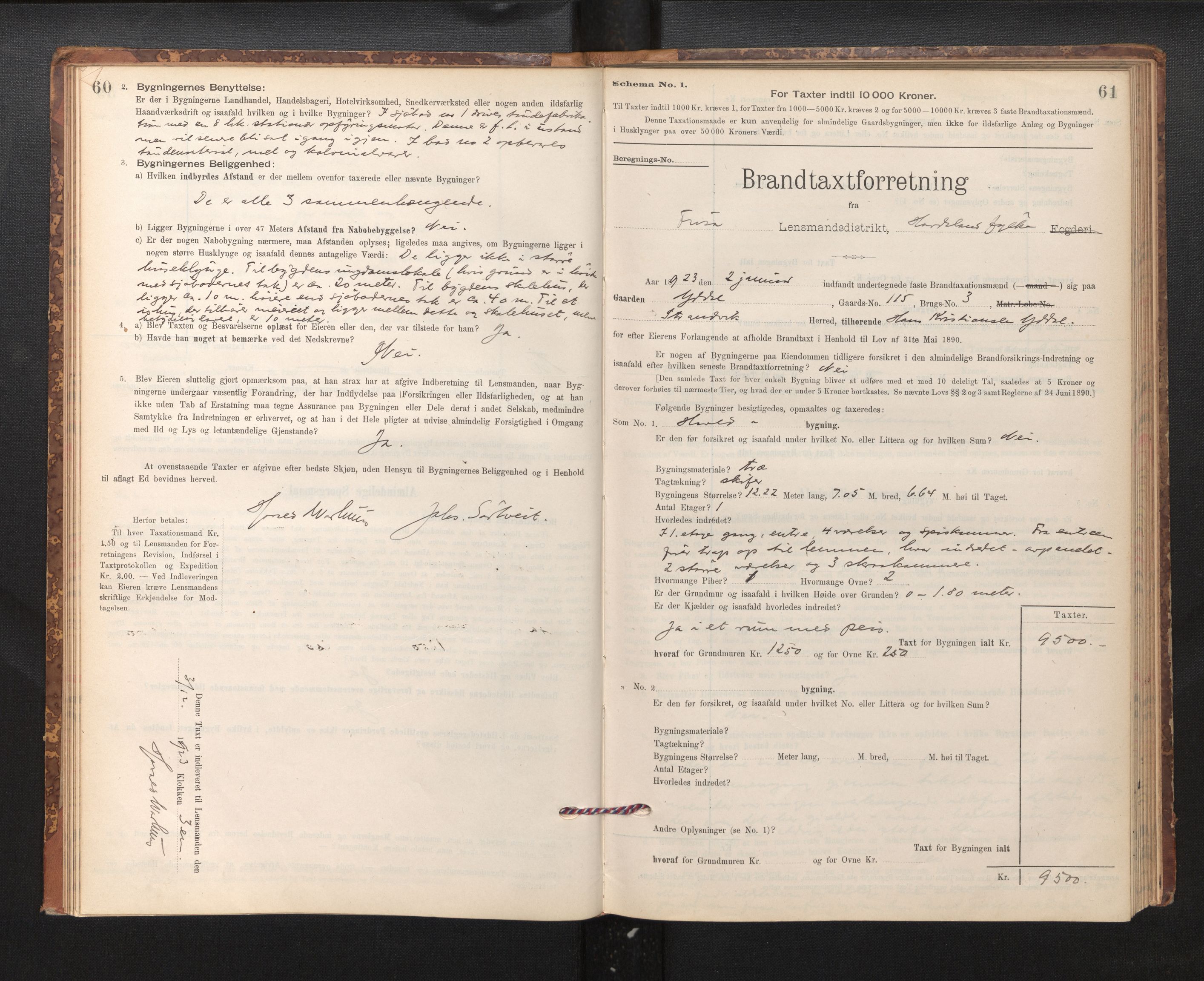 Lensmannen i Fusa, SAB/A-32401/1/0012/L0003: Branntakstprotokoll, skjematakst, 1895-1950, s. 60-61