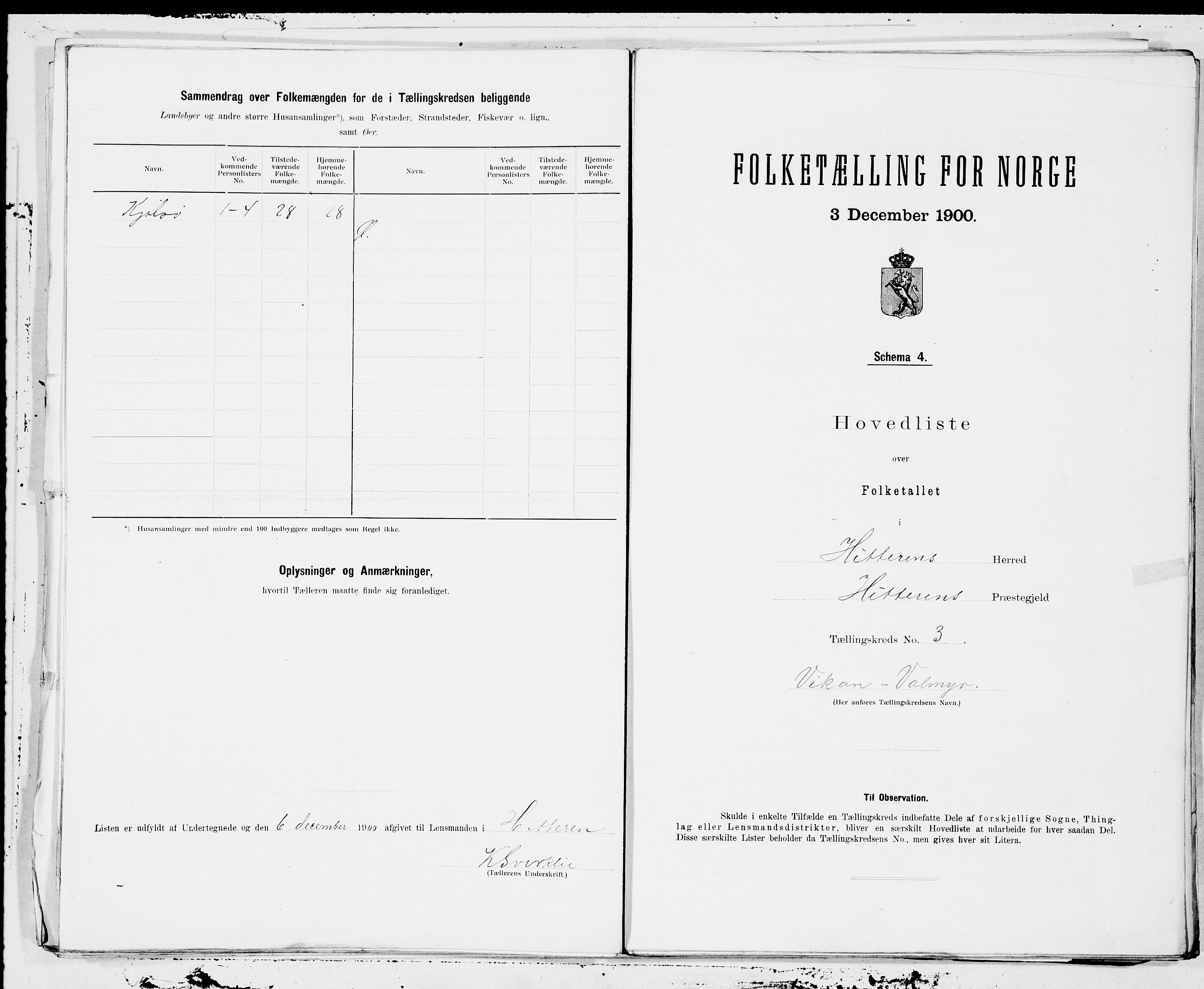 SAT, Folketelling 1900 for 1617 Hitra herred, 1900, s. 6