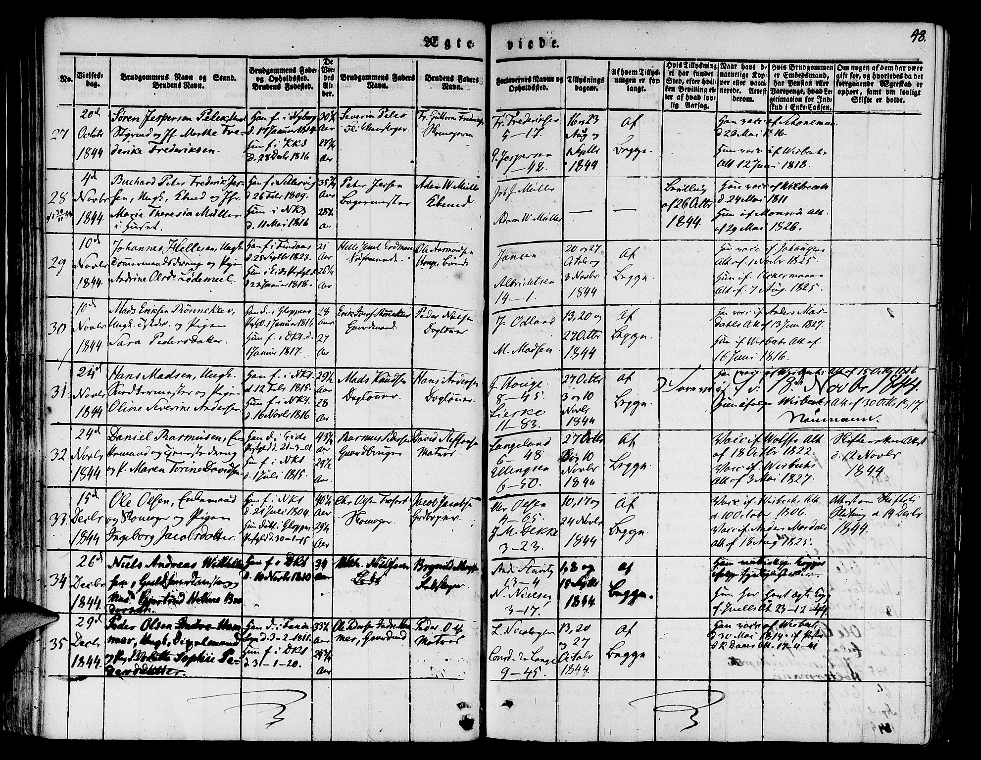 Nykirken Sokneprestembete, AV/SAB-A-77101/H/Hab: Klokkerbok nr. D 1, 1832-1867, s. 48