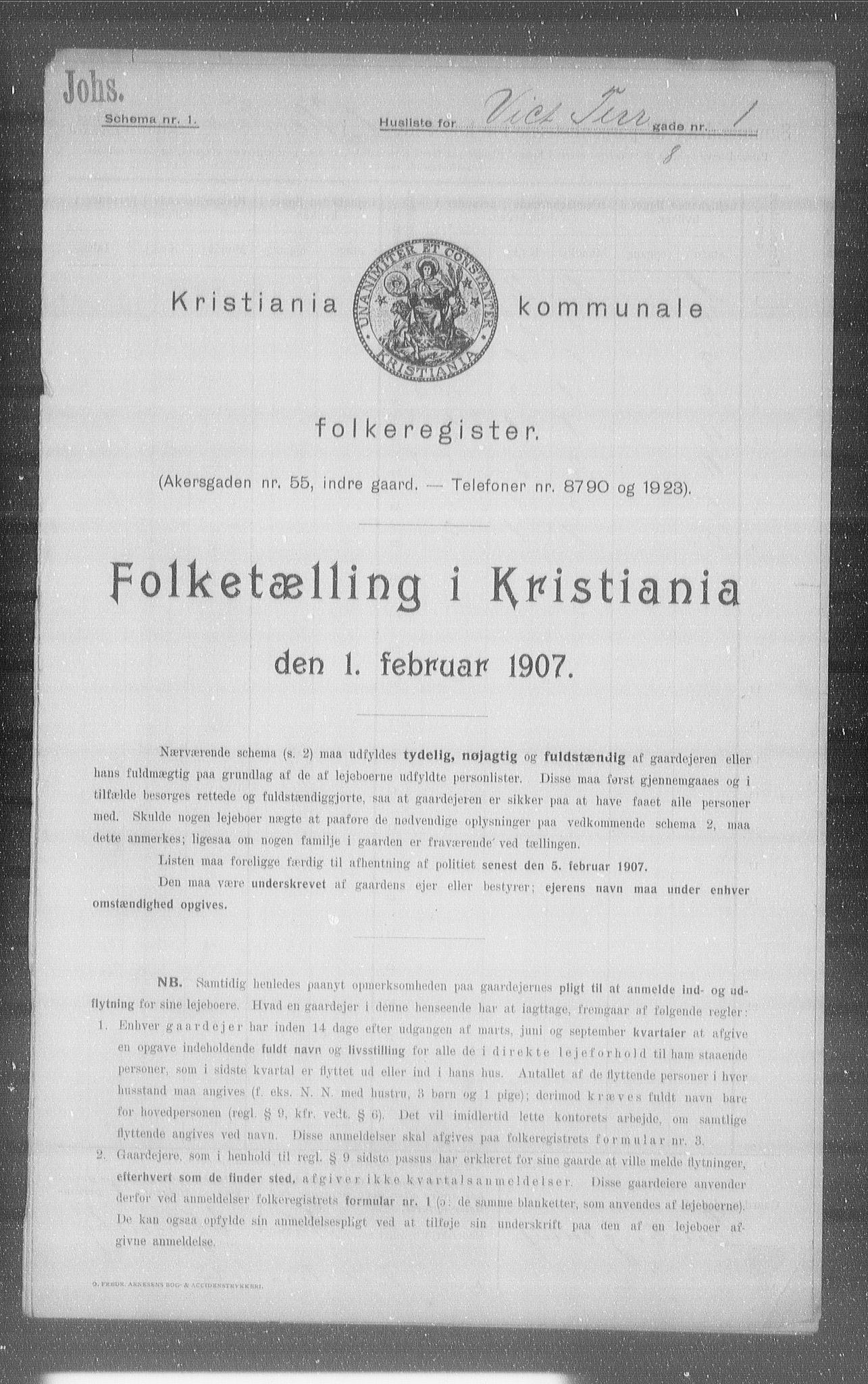 OBA, Kommunal folketelling 1.2.1907 for Kristiania kjøpstad, 1907, s. 62795