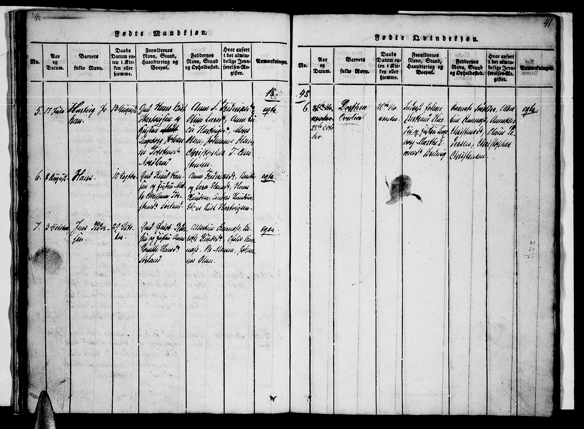 Ministerialprotokoller, klokkerbøker og fødselsregistre - Nordland, SAT/A-1459/807/L0120: Ministerialbok nr. 807A03, 1821-1848, s. 41