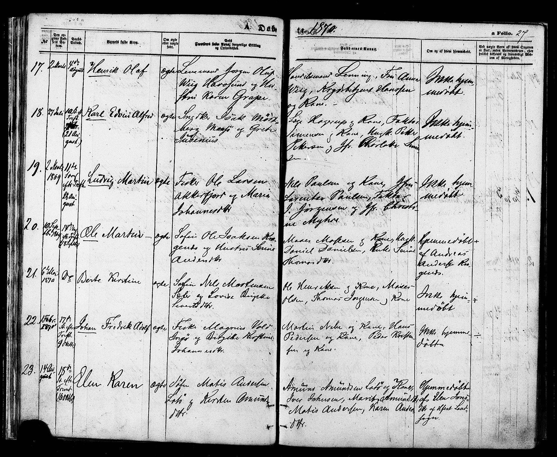 Måsøy sokneprestkontor, AV/SATØ-S-1348/H/Ha/L0003kirke: Ministerialbok nr. 3, 1866-1877, s. 27