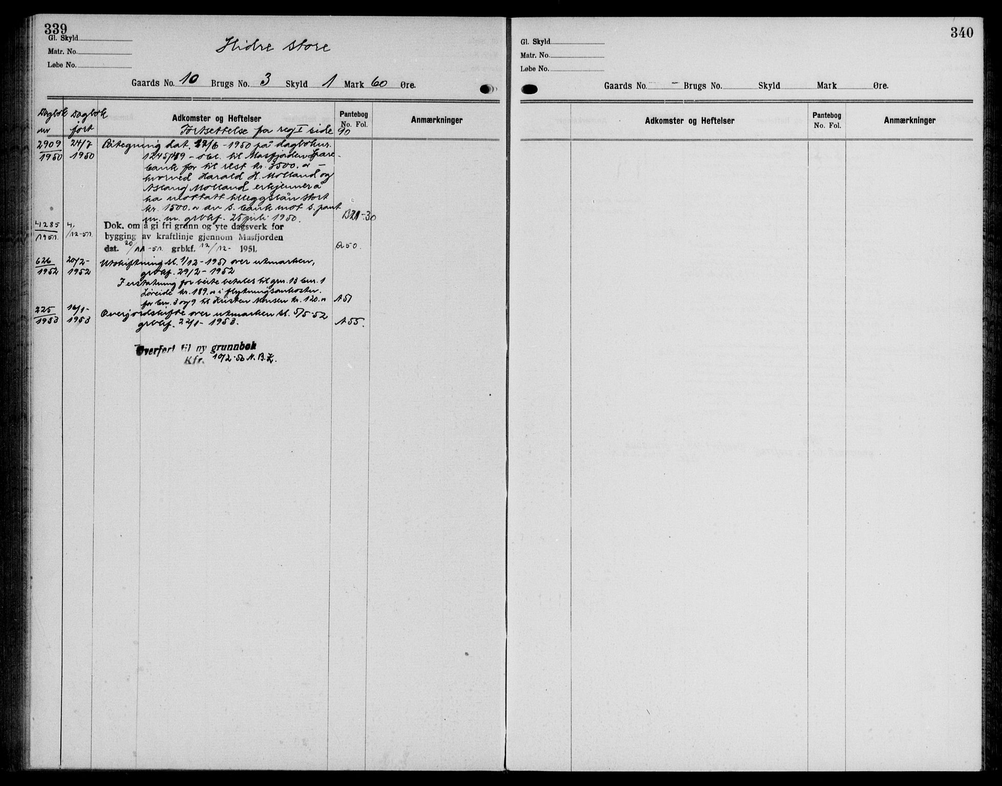 Nordhordland sorenskrivar, AV/SAB-A-2901/1/G/Ga/Gaaa/L0058: Panteregister nr. II.A.a.58, 1893-1952, s. 339-340