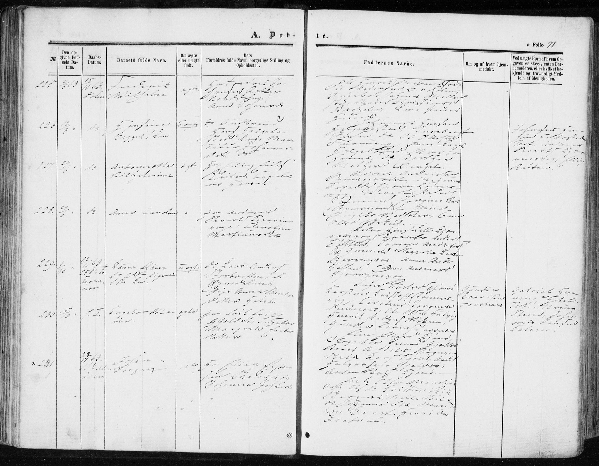 Ministerialprotokoller, klokkerbøker og fødselsregistre - Sør-Trøndelag, SAT/A-1456/634/L0531: Ministerialbok nr. 634A07, 1861-1870, s. 71