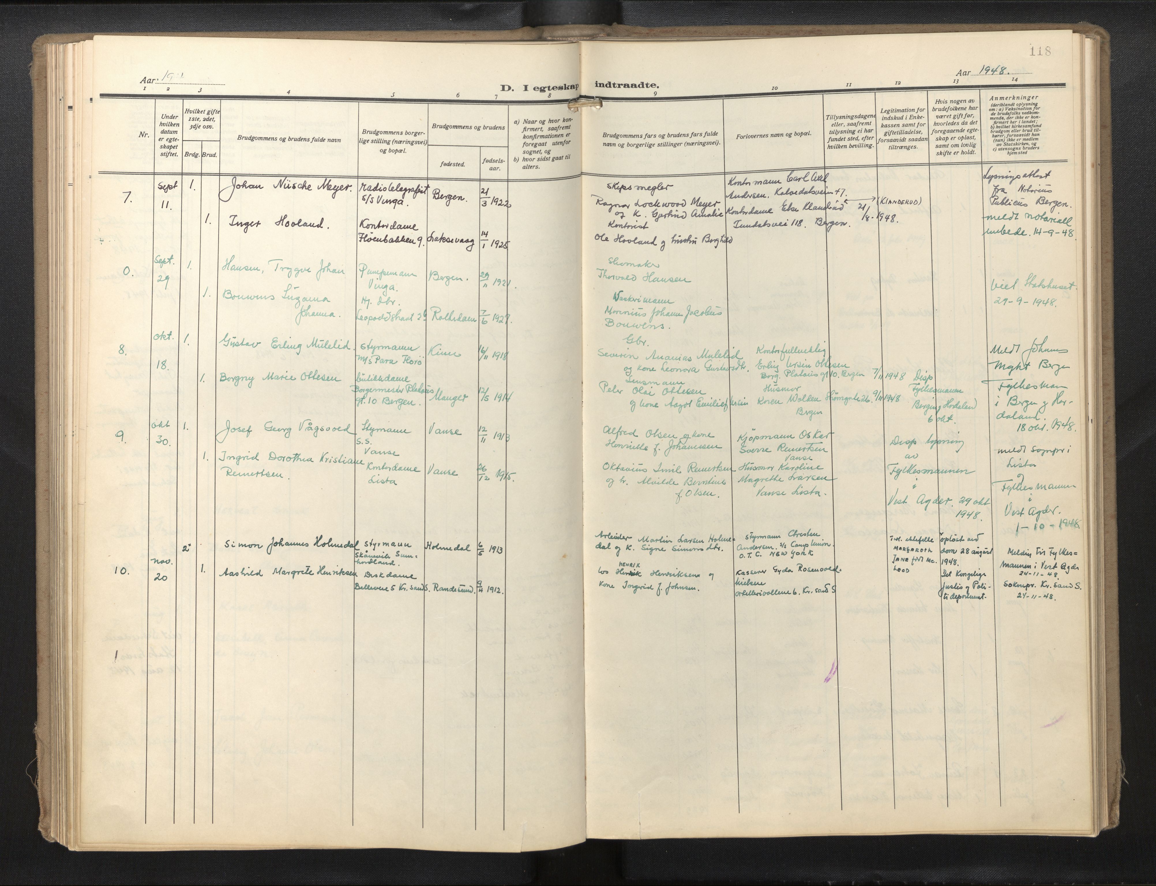 Den norske sjømannsmisjon i utlandet/Hollandske havner (Amsterdam-Rotterdam-Europort), AV/SAB-SAB/PA-0106/H/Ha/Haa/L0004: Ministerialbok nr. A 4, 1928-1956, s. 117b-118a