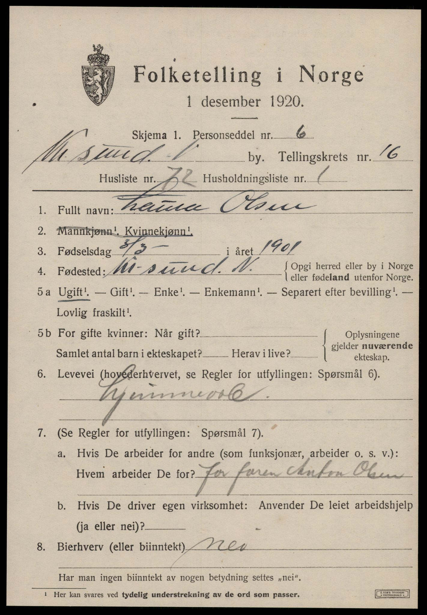 SAT, Folketelling 1920 for 1503 Kristiansund kjøpstad, 1920, s. 35453