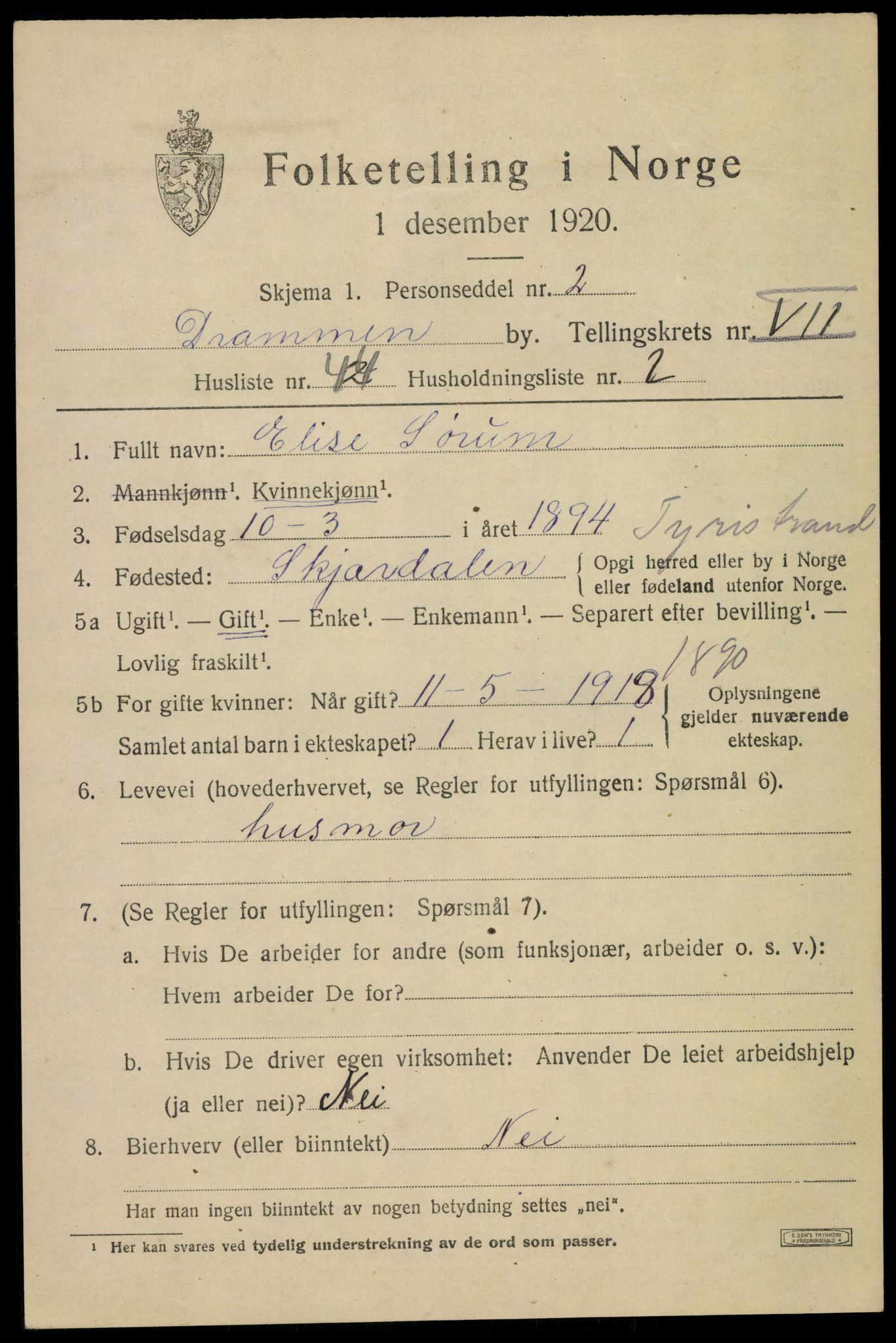 SAKO, Folketelling 1920 for 0602 Drammen kjøpstad, 1920, s. 47793