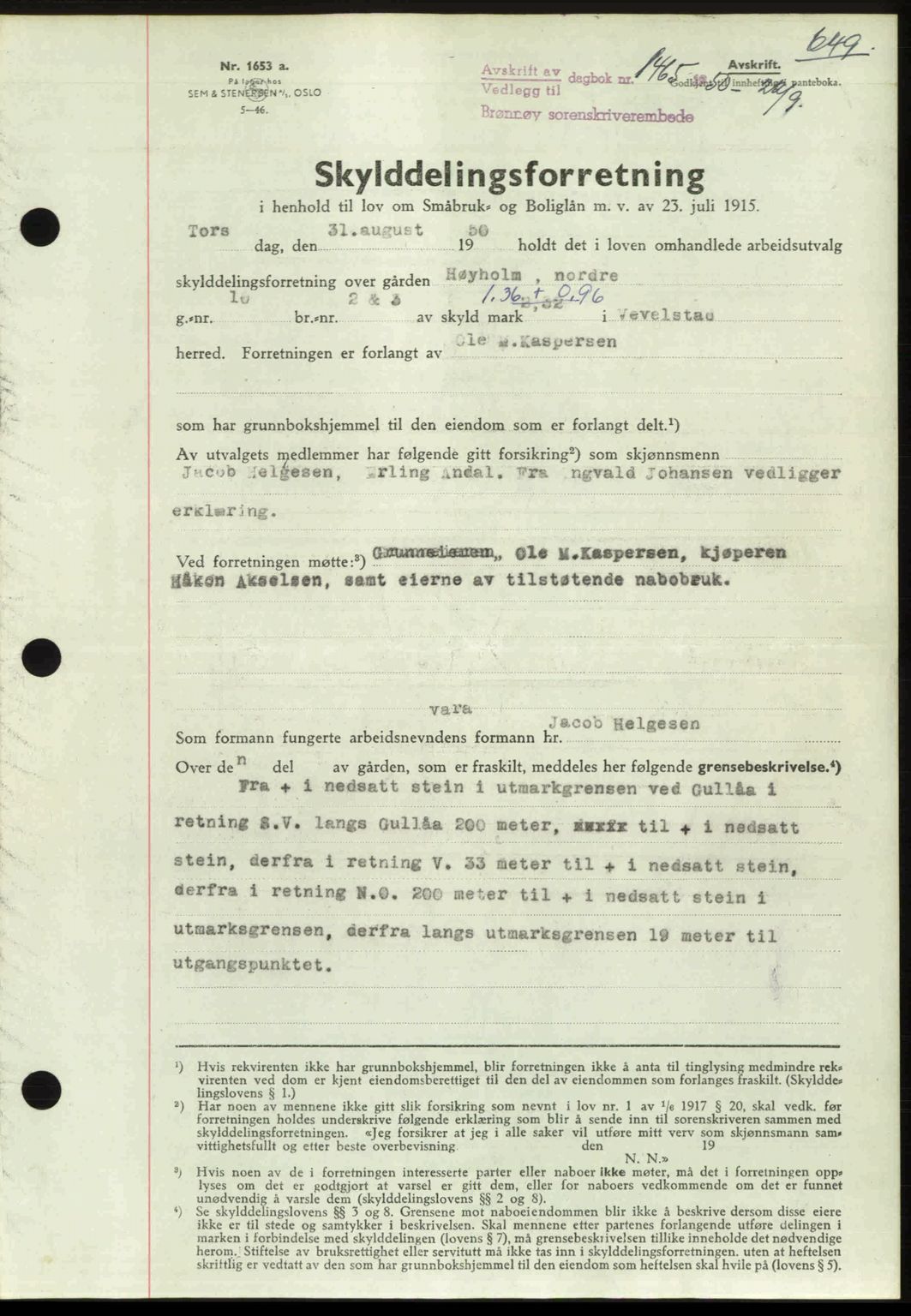 Brønnøy sorenskriveri, SAT/A-4170/1/2/2C: Pantebok nr. 36, 1950-1950, Dagboknr: 1465/1950