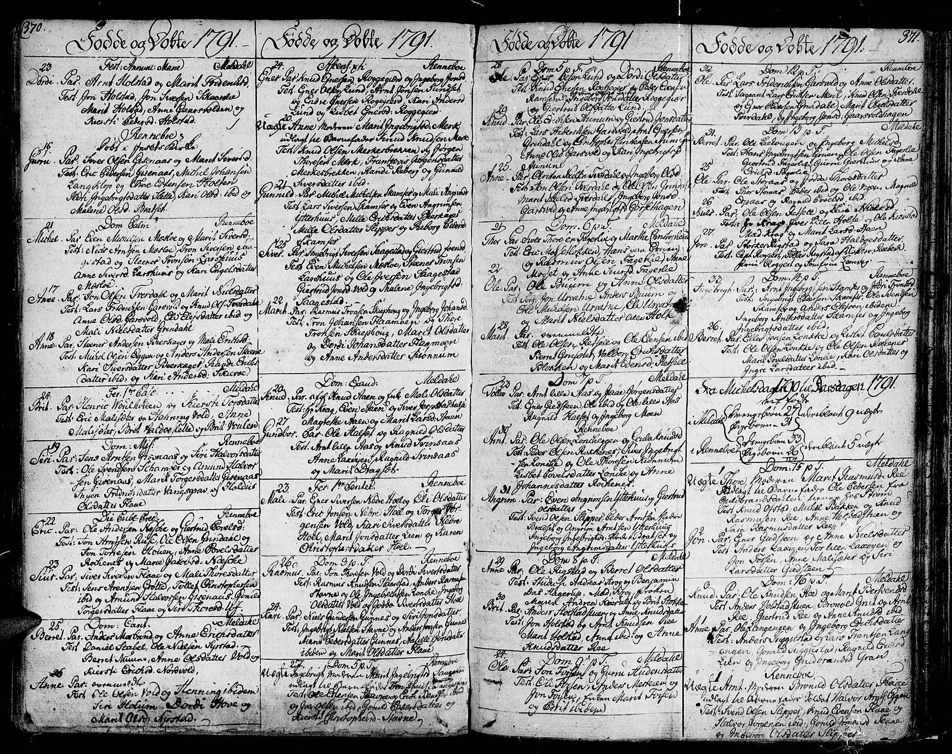 Ministerialprotokoller, klokkerbøker og fødselsregistre - Sør-Trøndelag, SAT/A-1456/672/L0852: Ministerialbok nr. 672A05, 1776-1815, s. 370-371