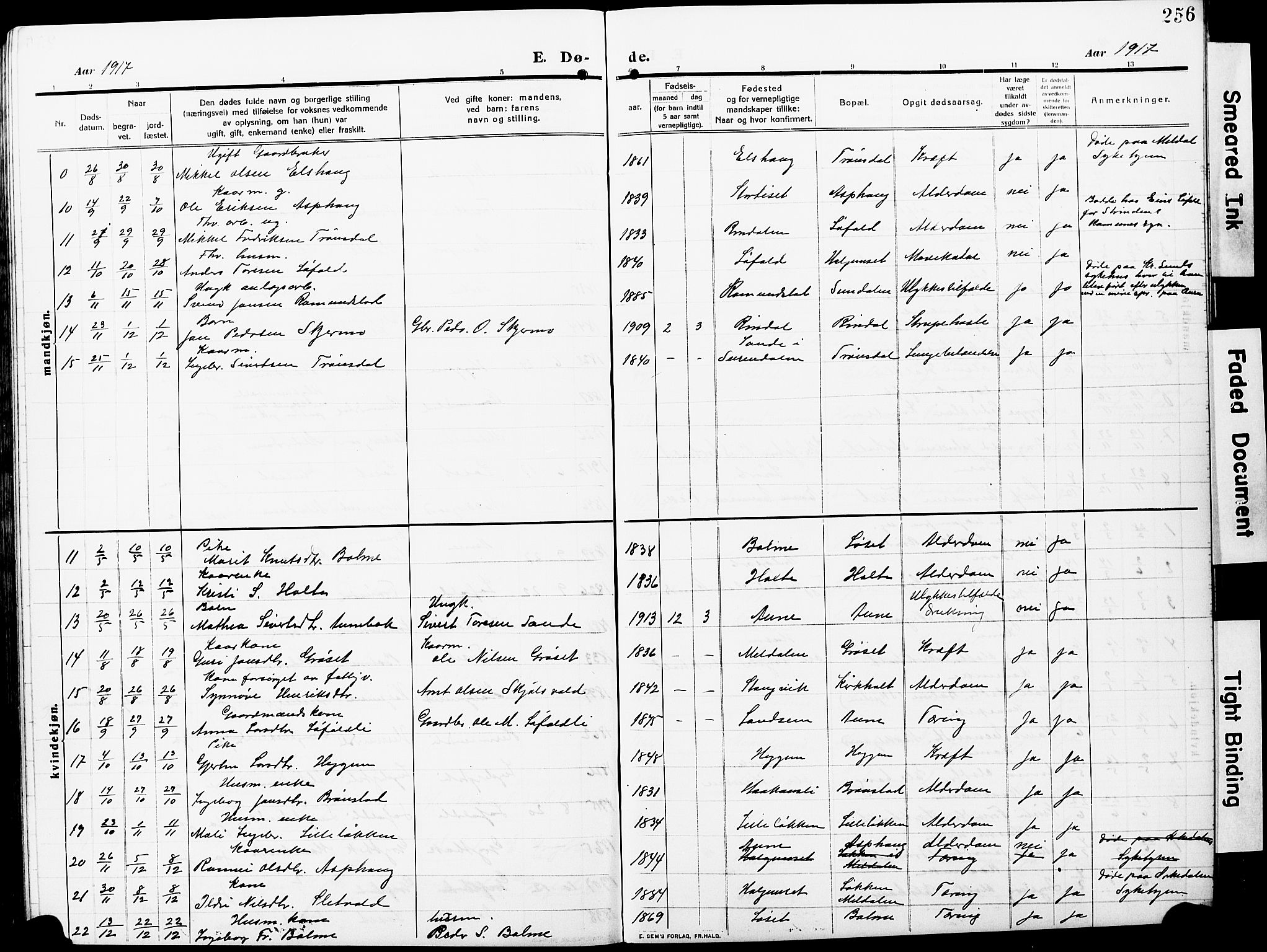 Ministerialprotokoller, klokkerbøker og fødselsregistre - Møre og Romsdal, SAT/A-1454/598/L1079: Klokkerbok nr. 598C04, 1909-1927, s. 256