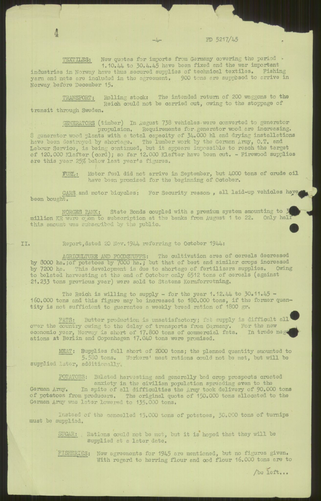 Documents Section, AV/RA-RAFA-2200/F/L0037/0003: Dokumenter returnert fra Imperial War Museum (IWM) / FD 5217/45.  Hauptabt. Volkswirtschaft:  Monatsberichte Sep. 1944 - Mär. 1945.
IWM File No. 2.  LMDC Serial No. 1112., 1944-1945