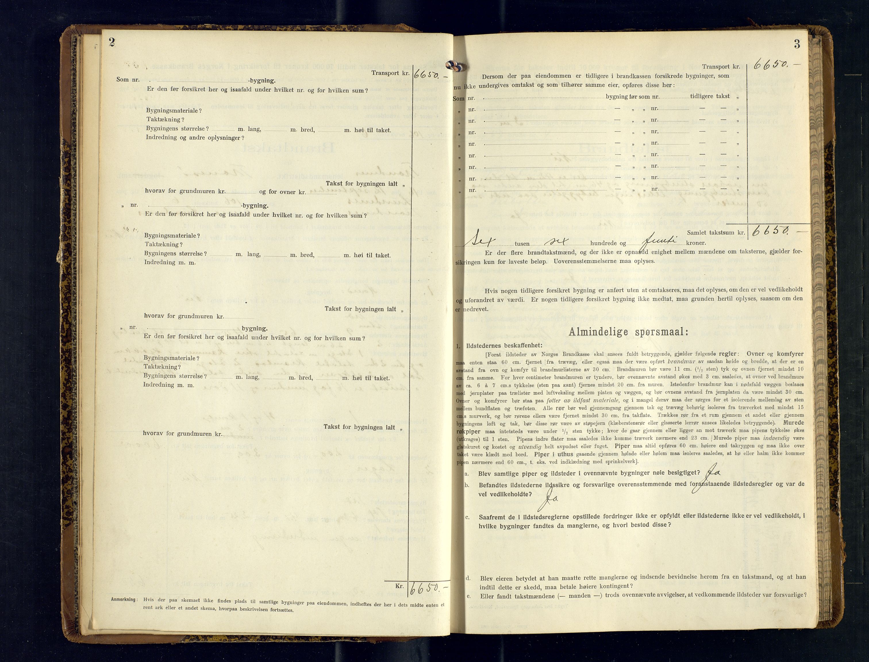 Harstad lensmannskontor, SATØ/SATØ-10/F/Fr/Fra/L0608: Branntakstprotokoll (S). Merket X. Med register, 1916-1918, s. 2-3