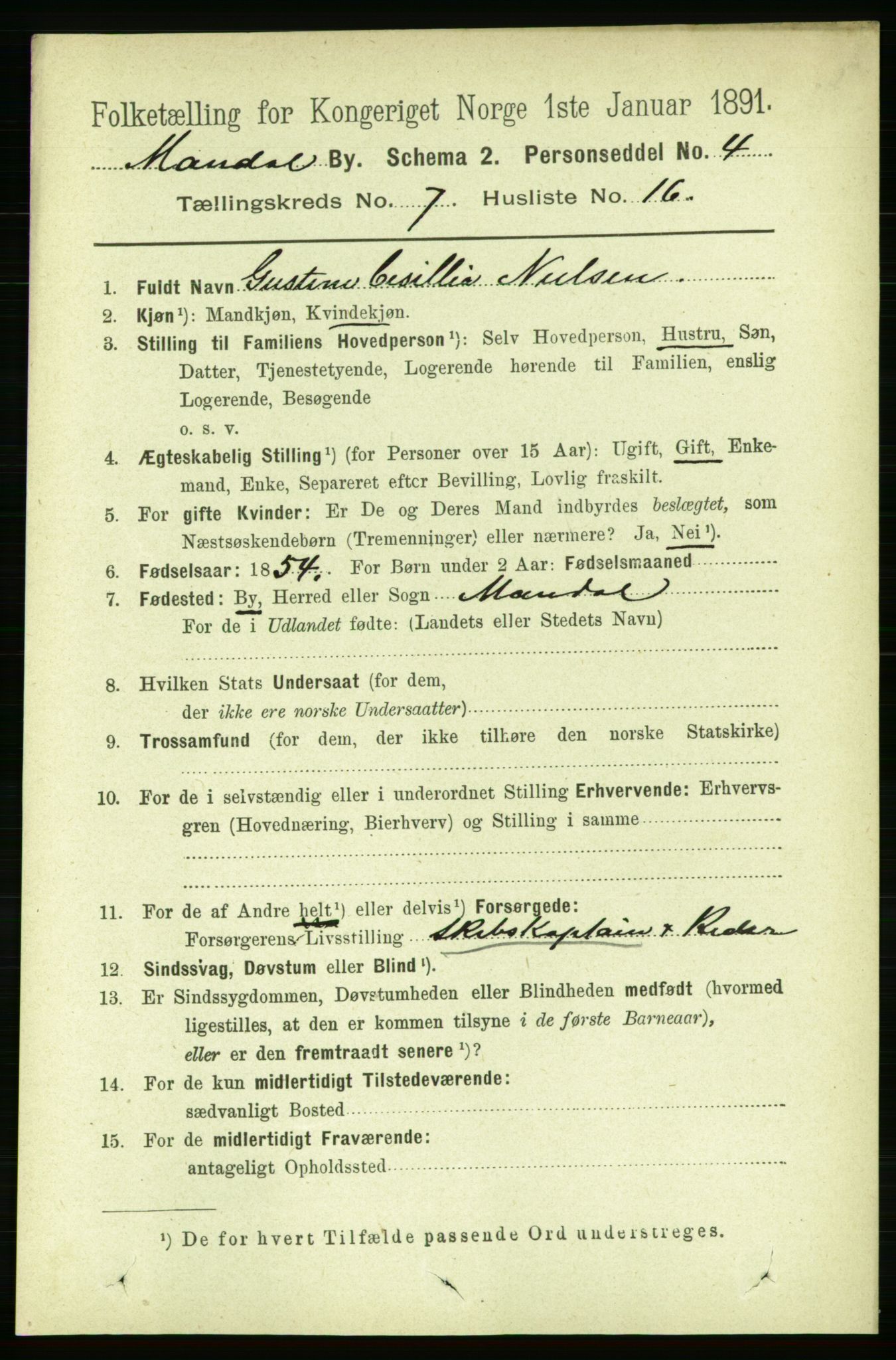 RA, Folketelling 1891 for 1002 Mandal ladested, 1891, s. 2344