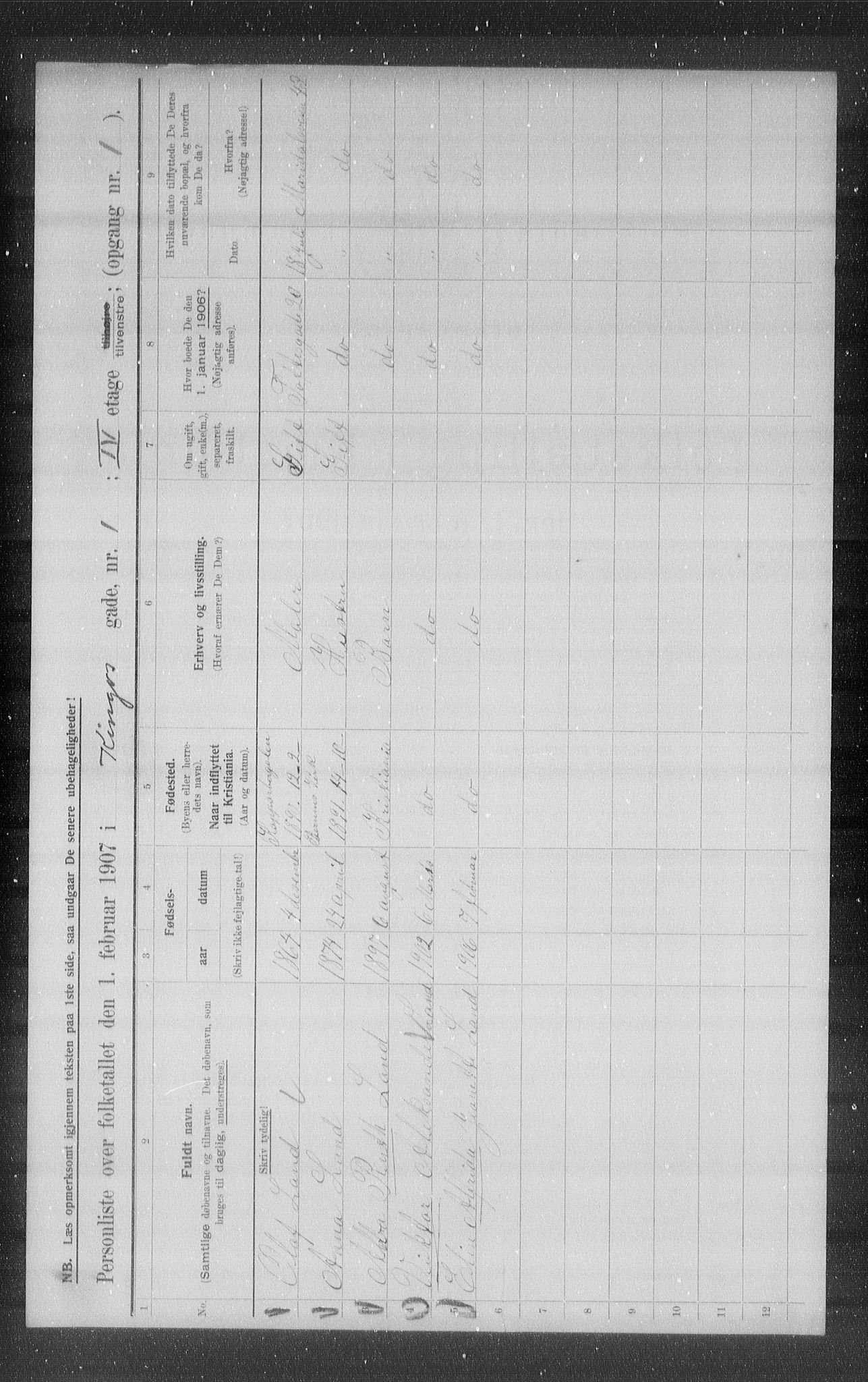 OBA, Kommunal folketelling 1.2.1907 for Kristiania kjøpstad, 1907, s. 25234