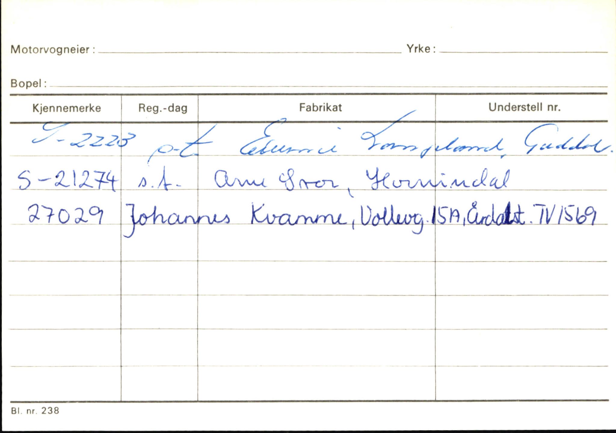Statens vegvesen, Sogn og Fjordane vegkontor, SAB/A-5301/4/F/L0146: Registerkort Årdal R-Å samt diverse kort, 1945-1975, s. 447