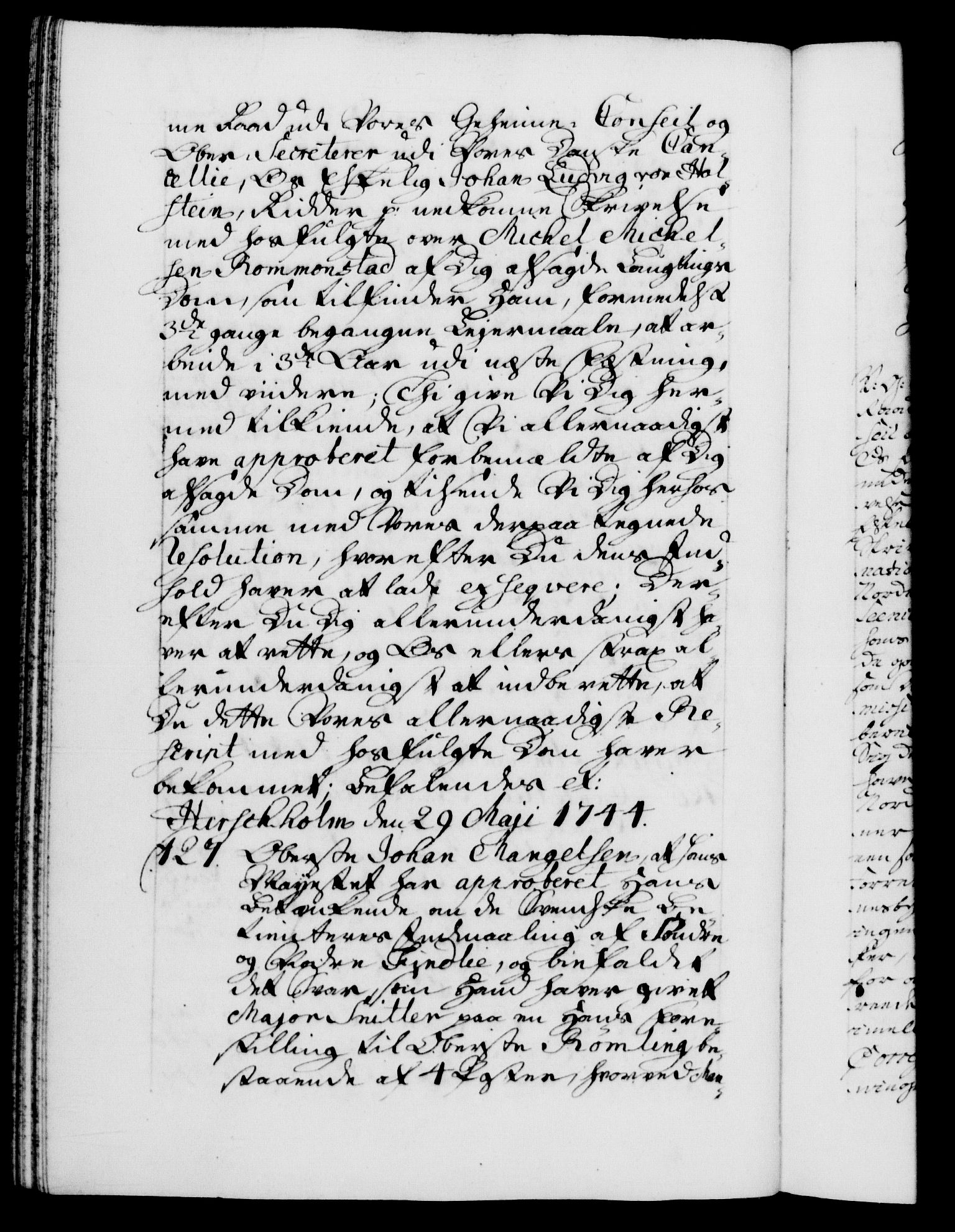 Danske Kanselli 1572-1799, AV/RA-EA-3023/F/Fc/Fca/Fcab/L0030: Norske tegnelser, 1744-1746, s. 127b