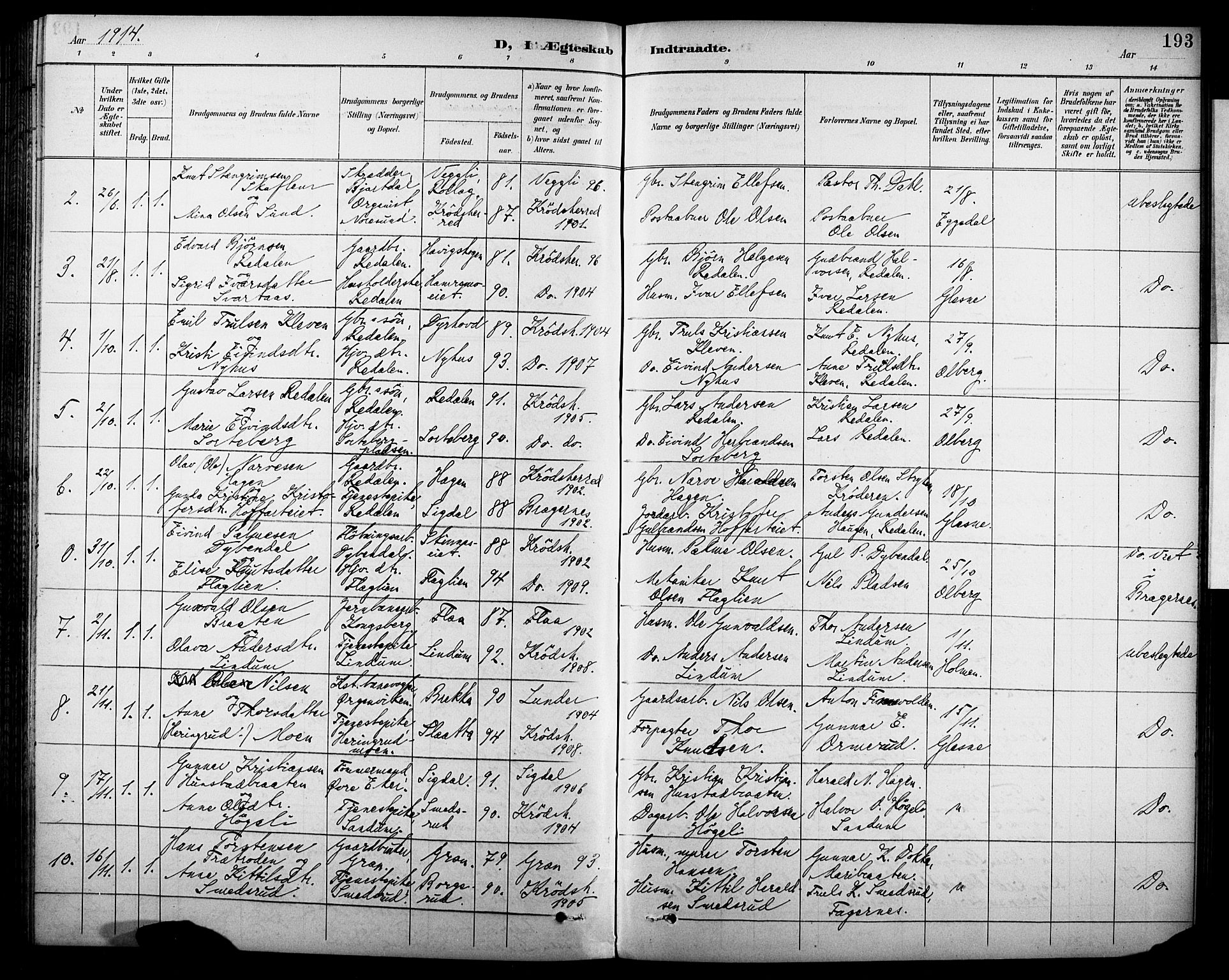 Krødsherad kirkebøker, AV/SAKO-A-19/G/Ga/L0002: Klokkerbok nr. 2, 1894-1918, s. 193