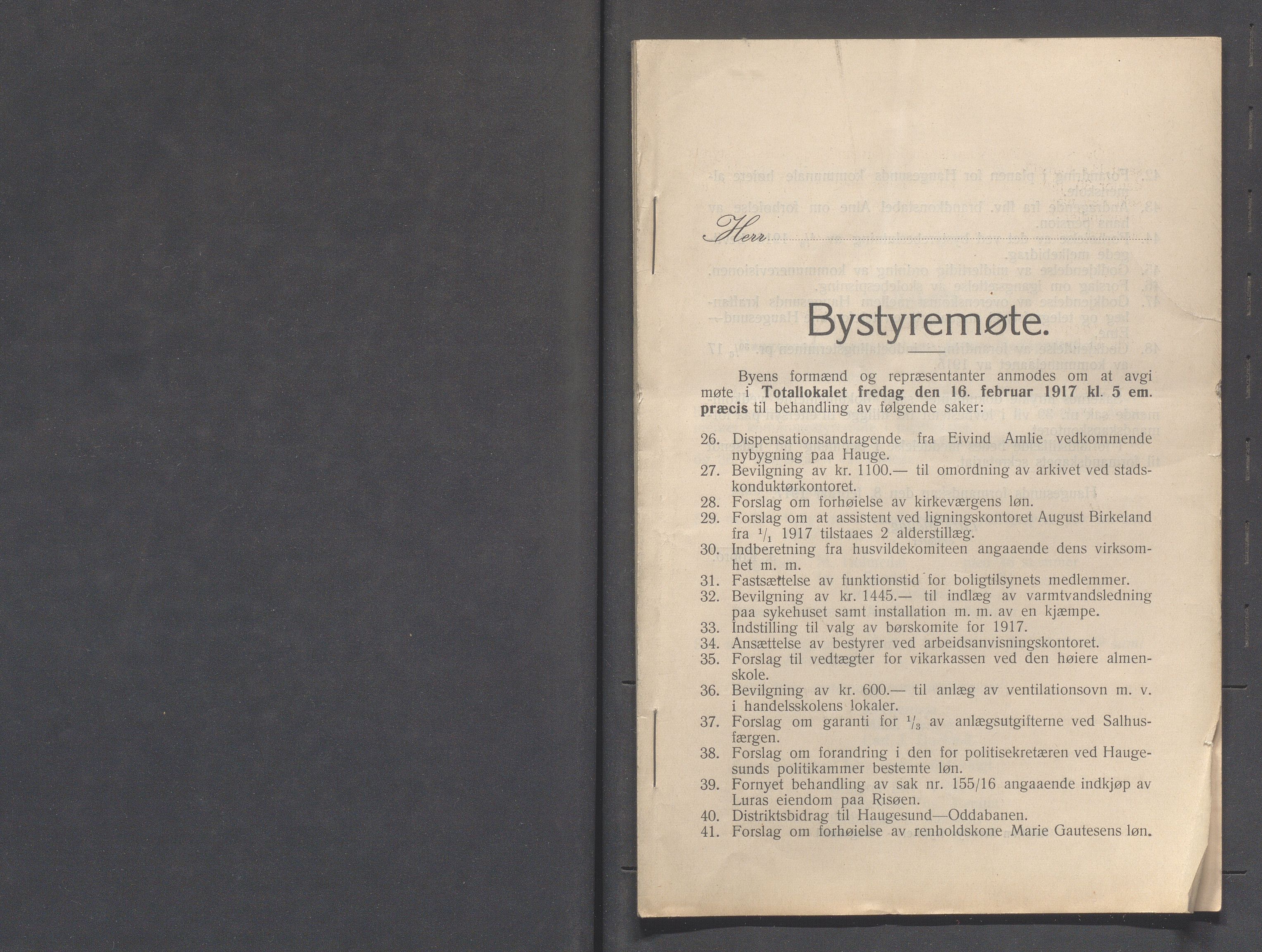 Haugesund kommune - Formannskapet og Bystyret, IKAR/A-740/A/Abb/L0002: Bystyreforhandlinger, 1908-1917, s. 582