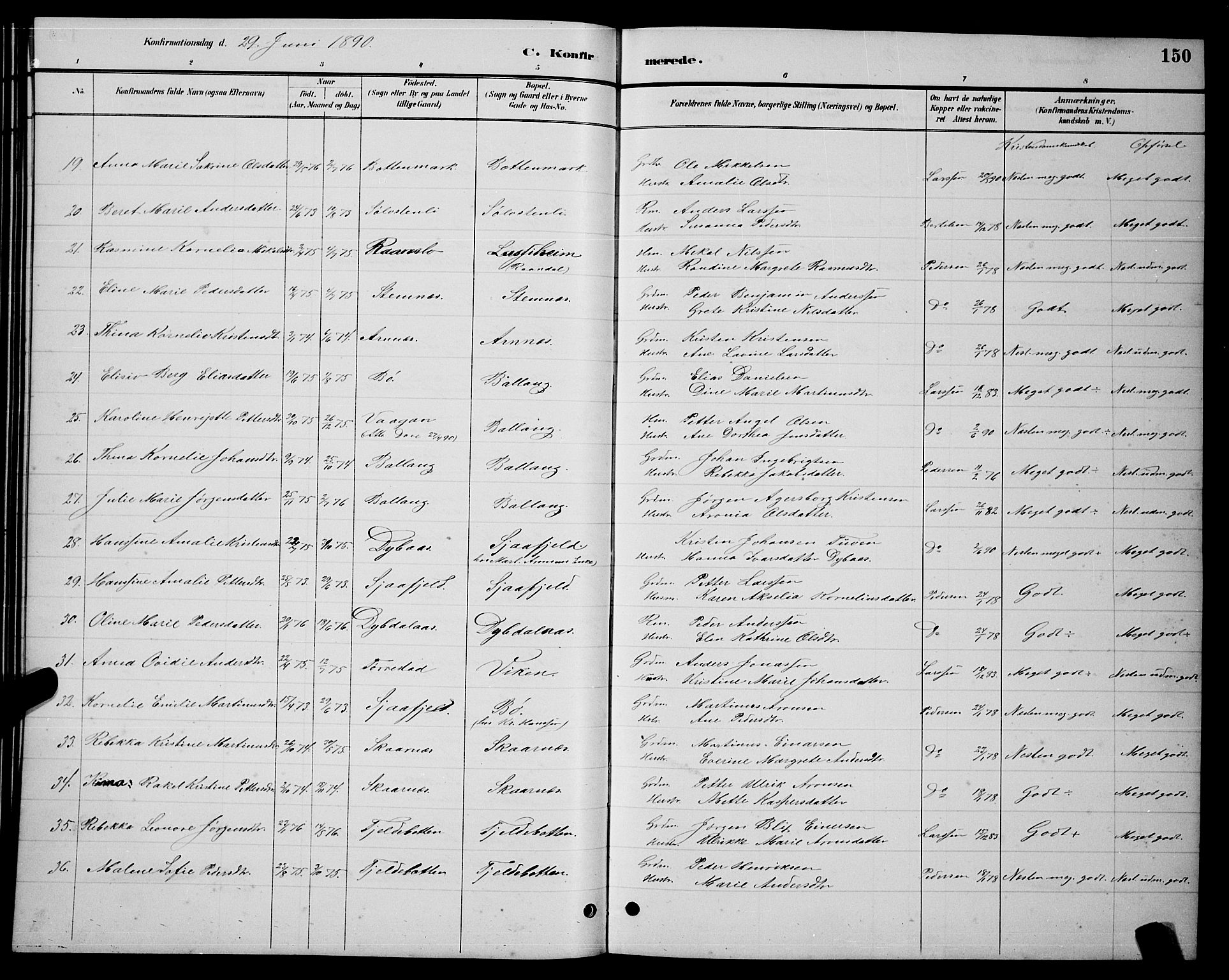 Ministerialprotokoller, klokkerbøker og fødselsregistre - Nordland, AV/SAT-A-1459/863/L0914: Klokkerbok nr. 863C04, 1886-1897, s. 150