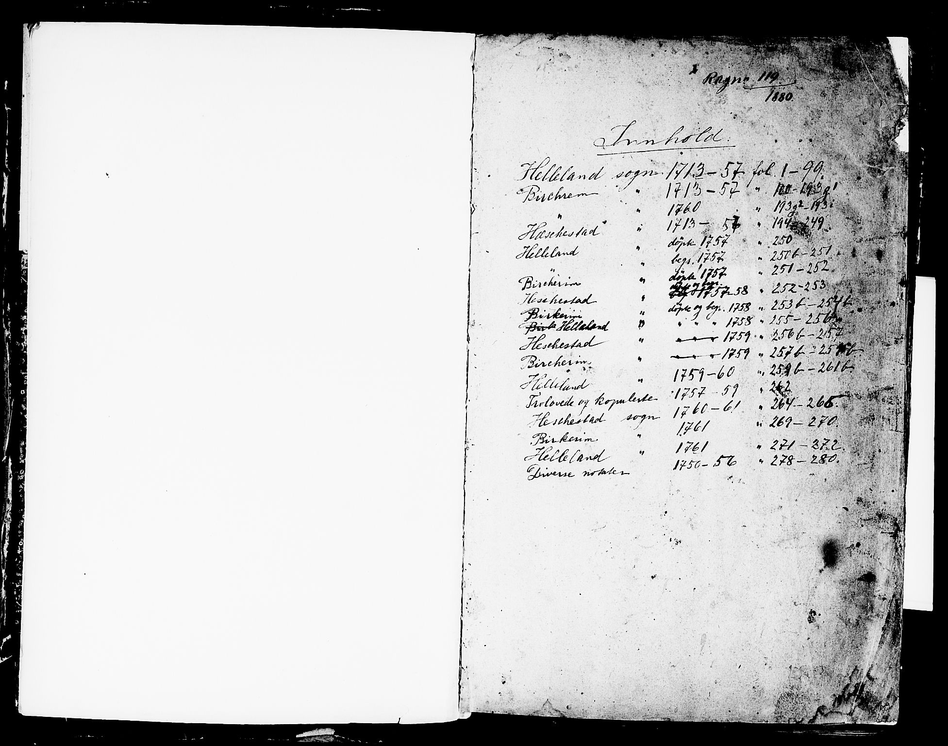 Helleland sokneprestkontor, SAST/A-101810: Ministerialbok nr. A 1 /2, 1713-1761