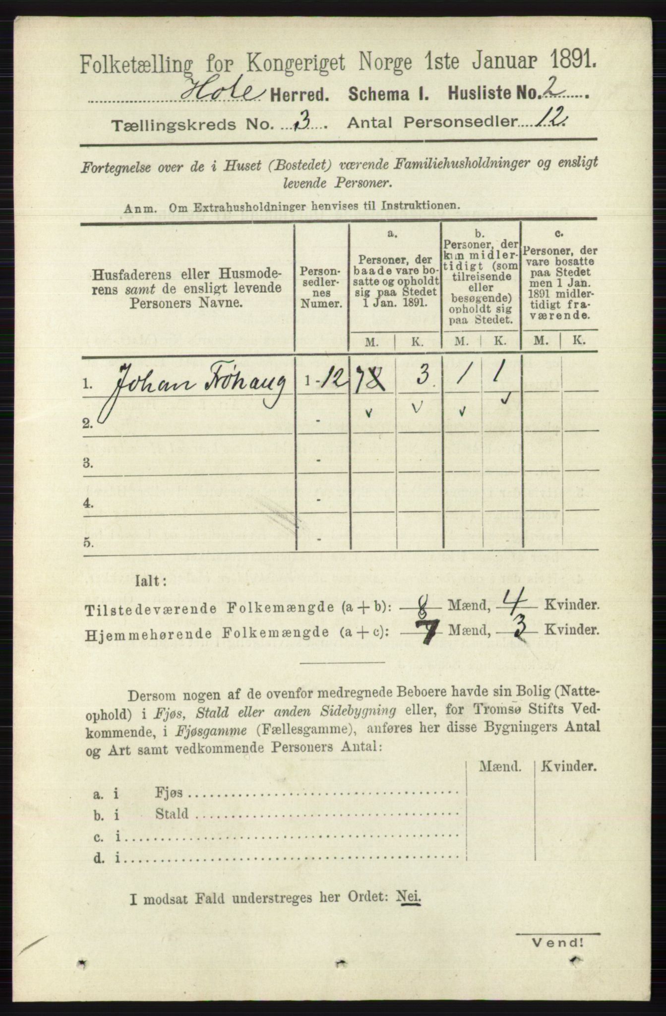 RA, Folketelling 1891 for 0612 Hole herred, 1891, s. 1120