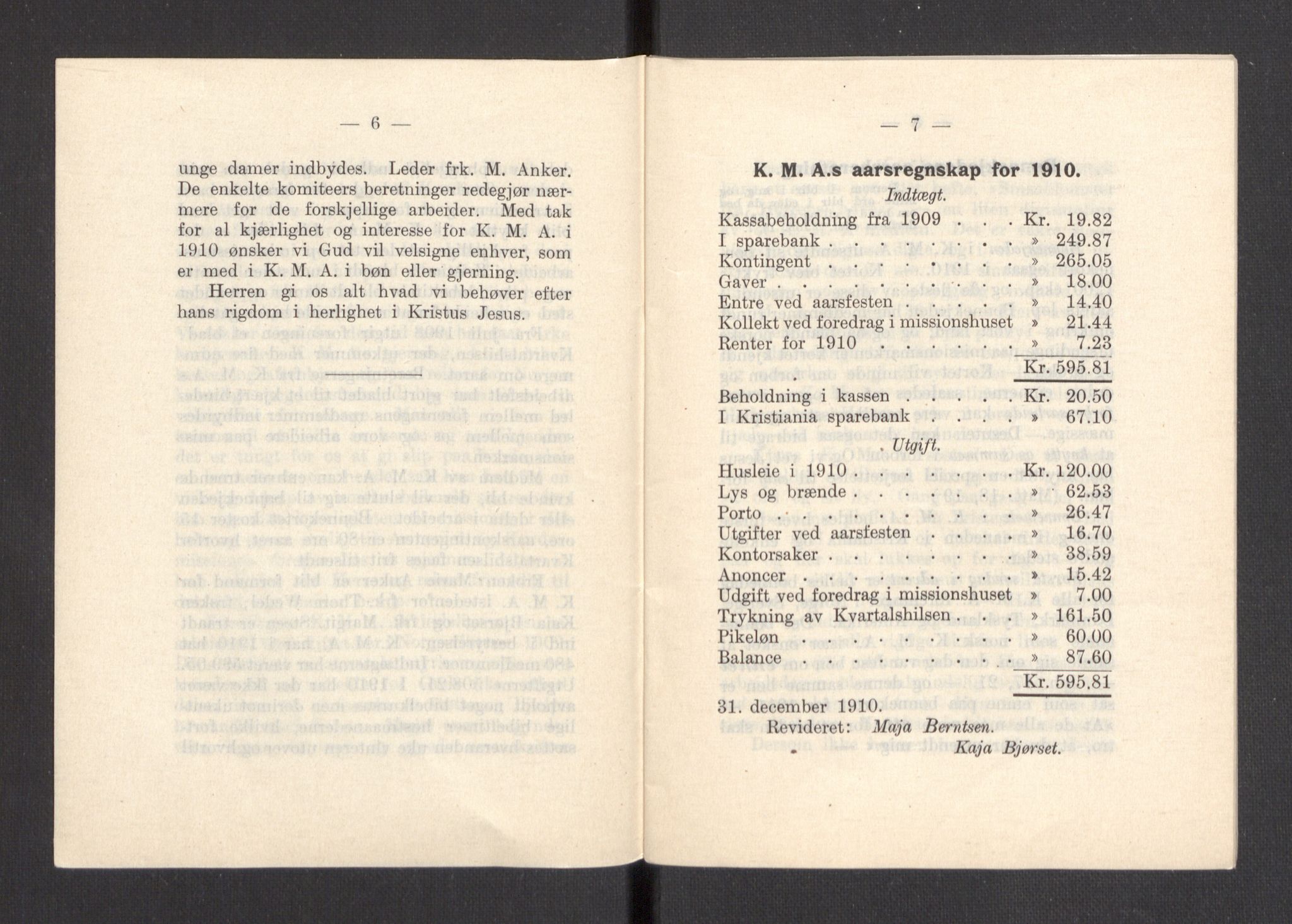 Kvinnelige Misjonsarbeidere, AV/RA-PA-0699/F/Fa/L0001/0007: -- / Årsmeldinger, trykte, 1906-1915