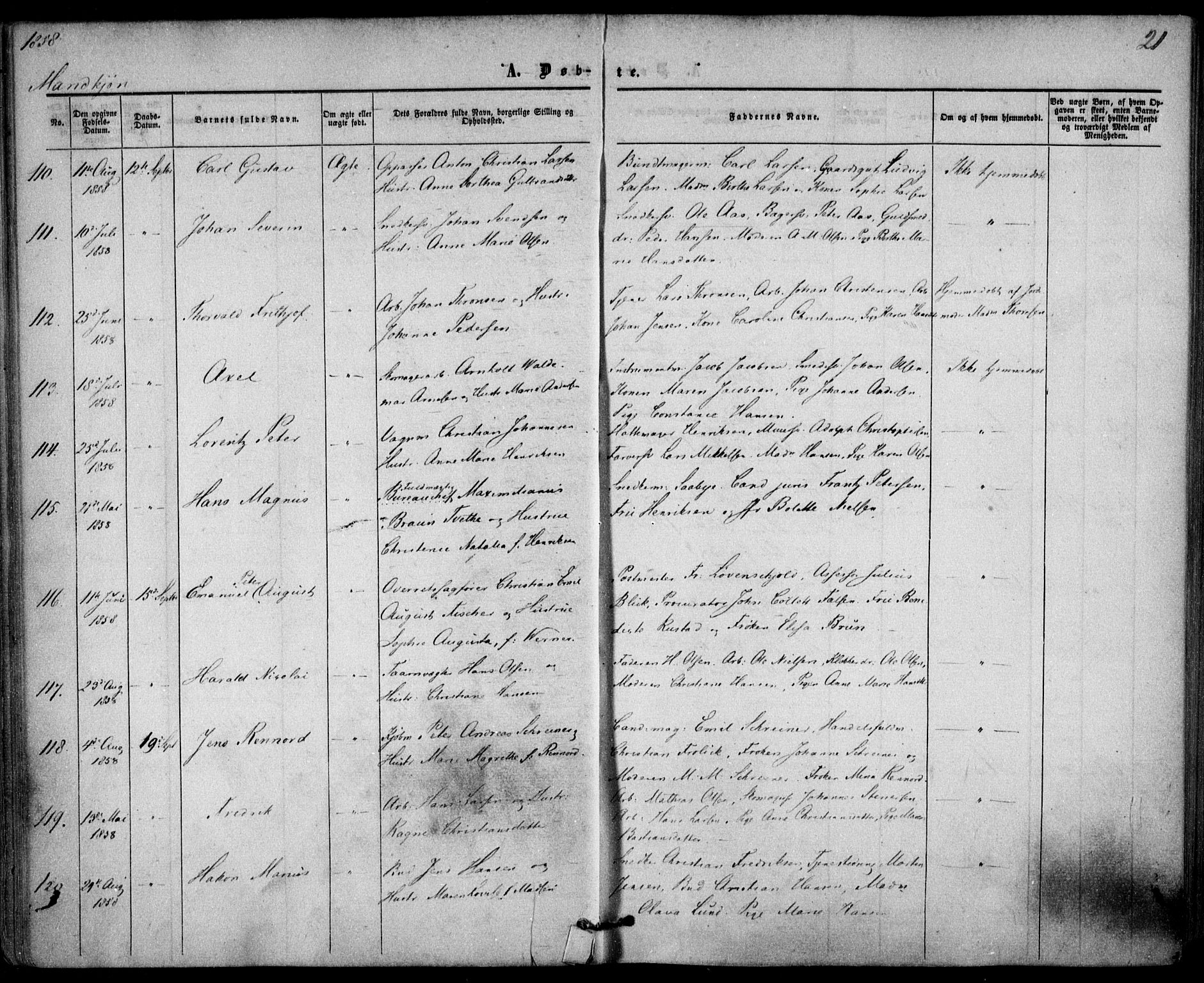 Trefoldighet prestekontor Kirkebøker, AV/SAO-A-10882/F/Fa/L0001: Ministerialbok nr. I 1, 1858-1863, s. 21