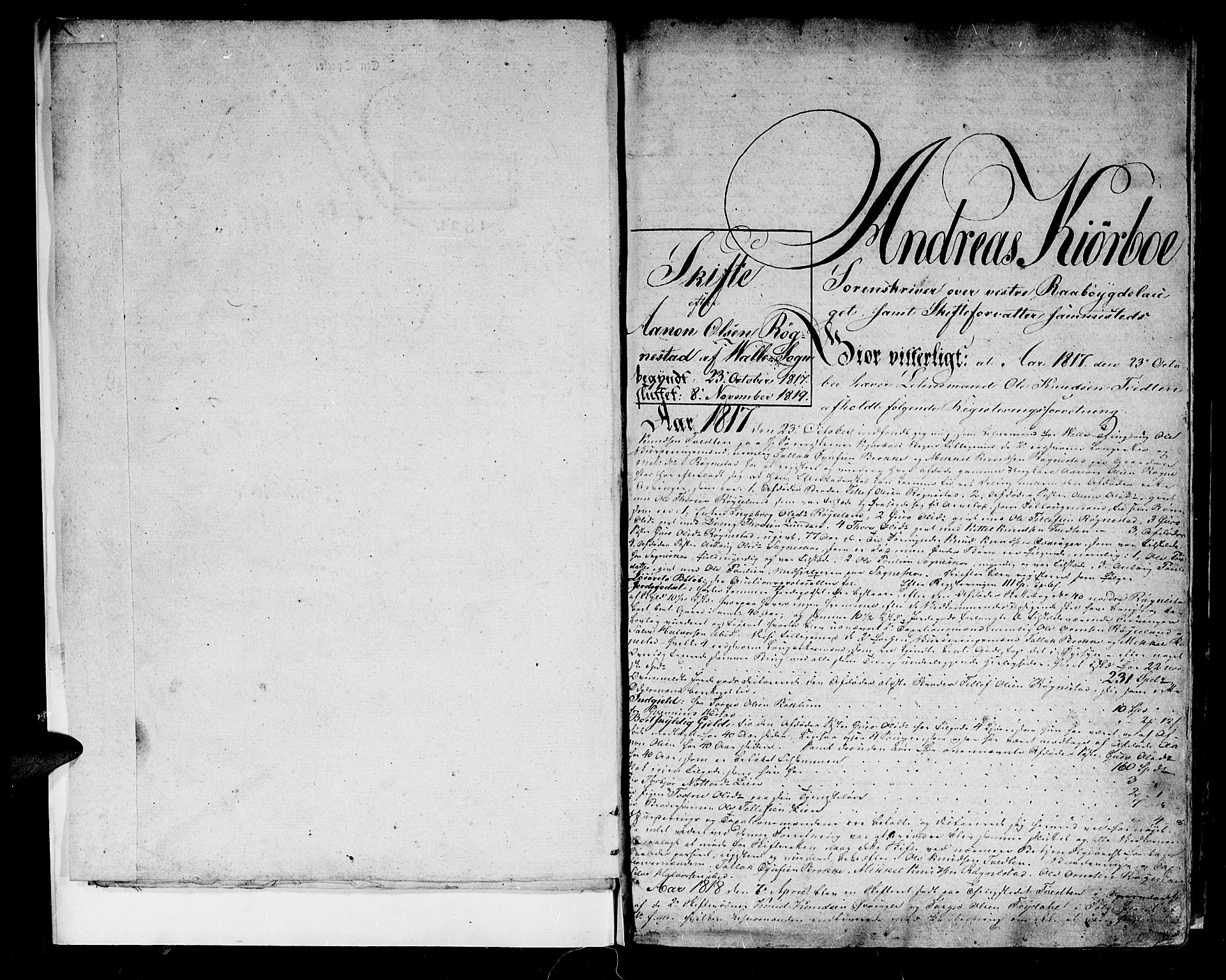 Setesdal sorenskriveri, AV/SAK-1221-0011/H/Hc/L0015: Skifteprotokoll nr 14 med register, 1817-1829, s. 1b-2a