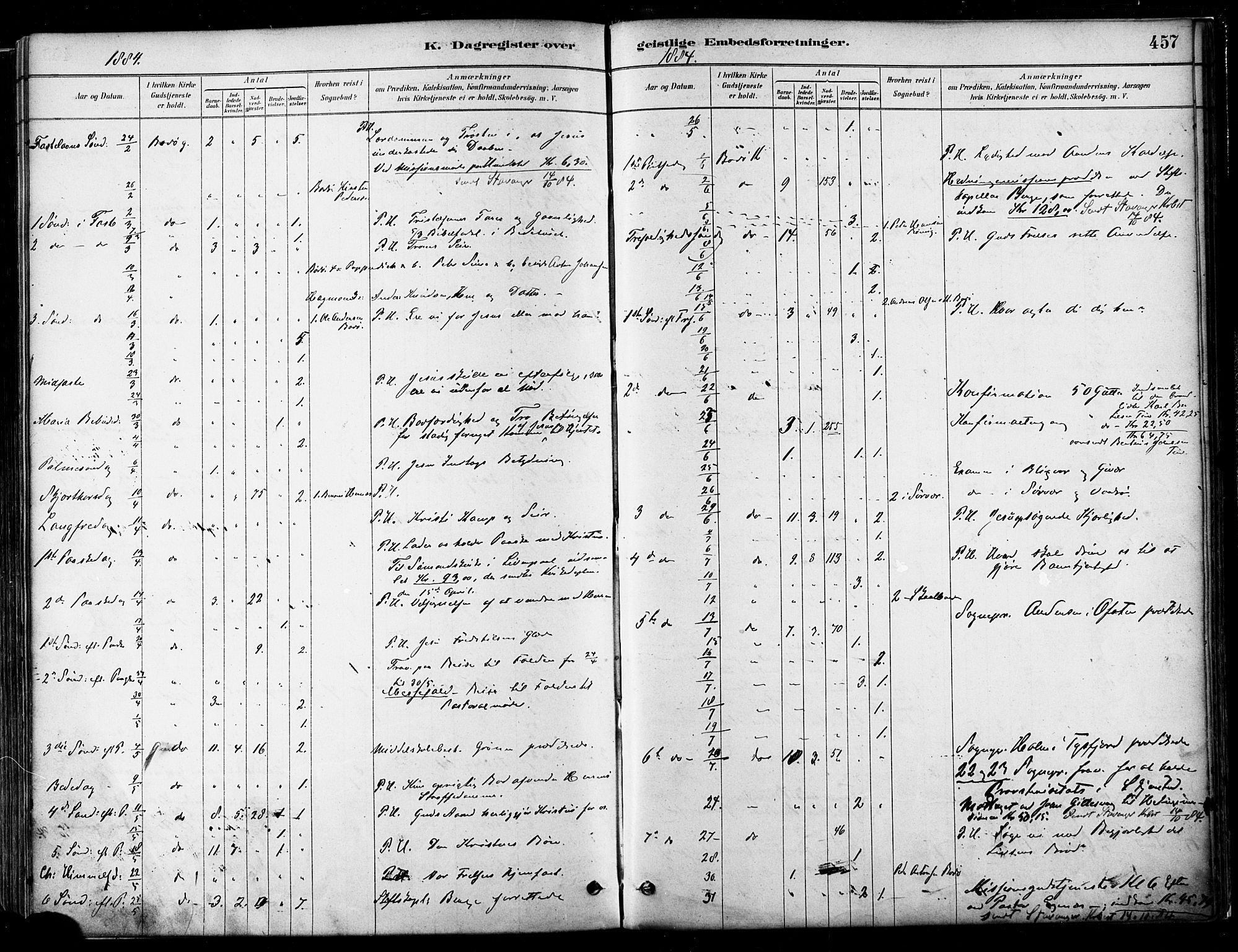 Ministerialprotokoller, klokkerbøker og fødselsregistre - Nordland, SAT/A-1459/802/L0054: Ministerialbok nr. 802A01, 1879-1893, s. 457