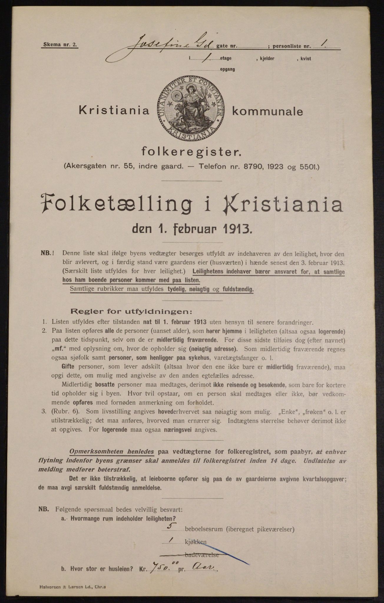 OBA, Kommunal folketelling 1.2.1913 for Kristiania, 1913, s. 47369