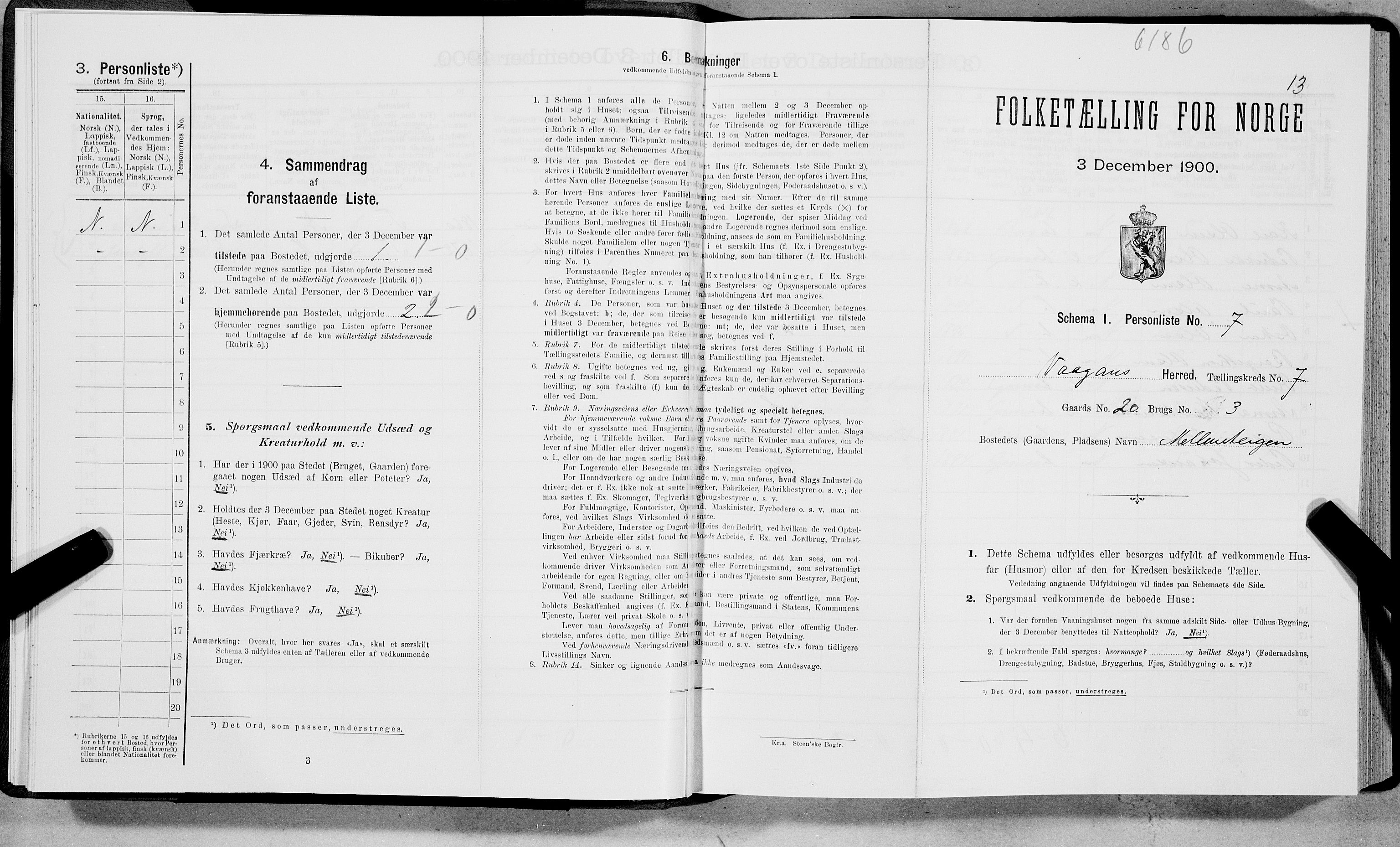 SAT, Folketelling 1900 for 1865 Vågan herred, 1900, s. 911