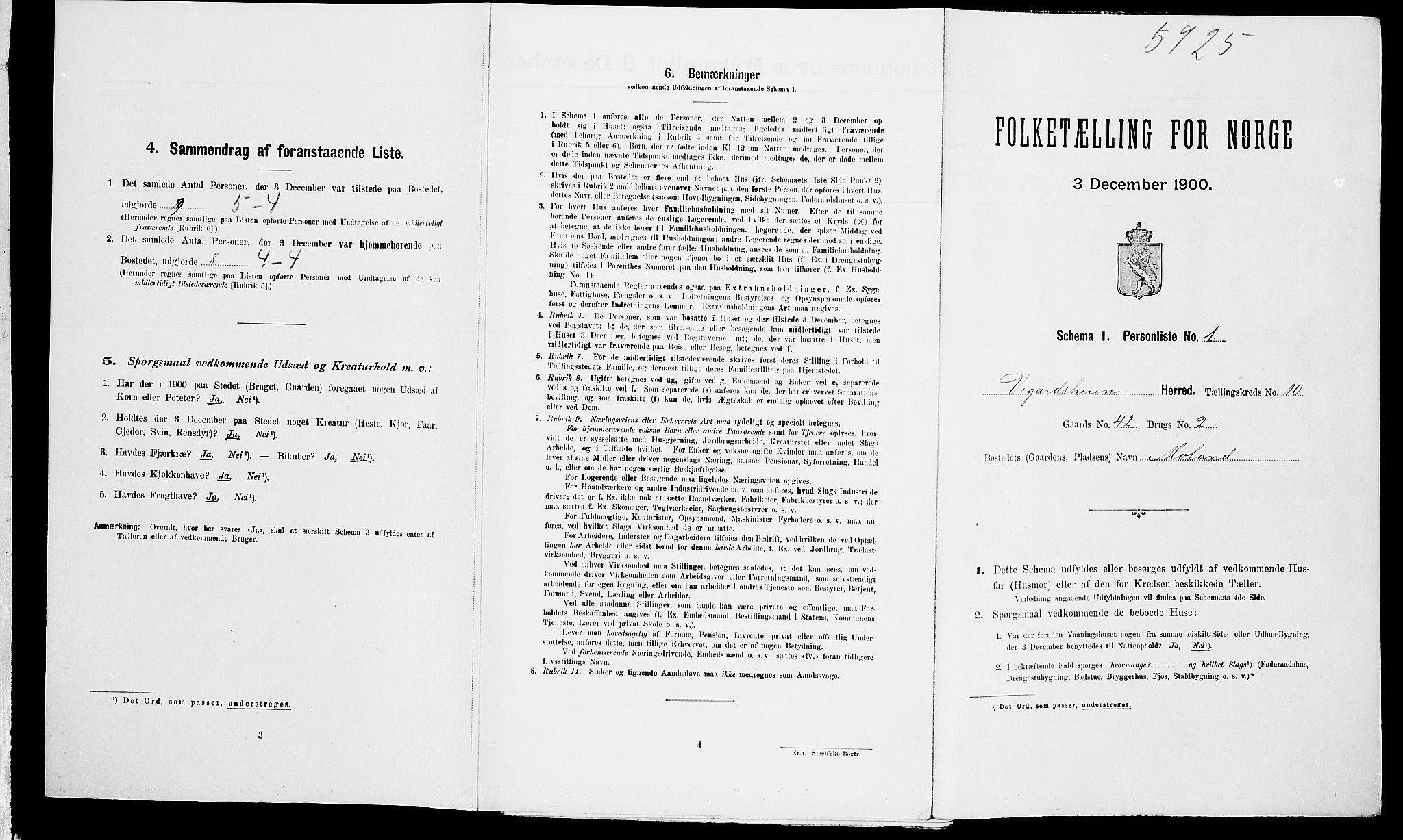 SAK, Folketelling 1900 for 0912 Vegårshei herred, 1900, s. 503