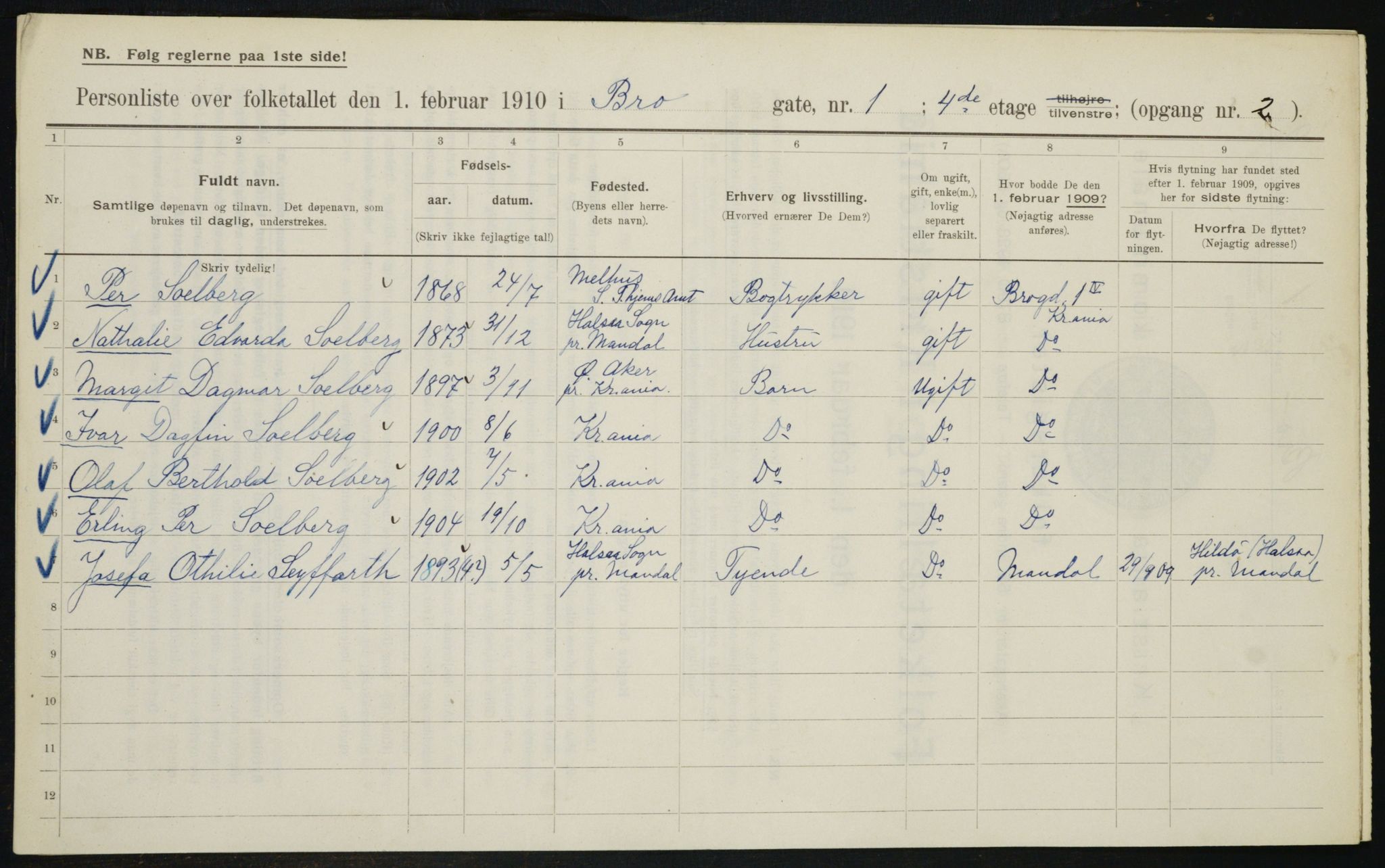 OBA, Kommunal folketelling 1.2.1910 for Kristiania, 1910, s. 9297