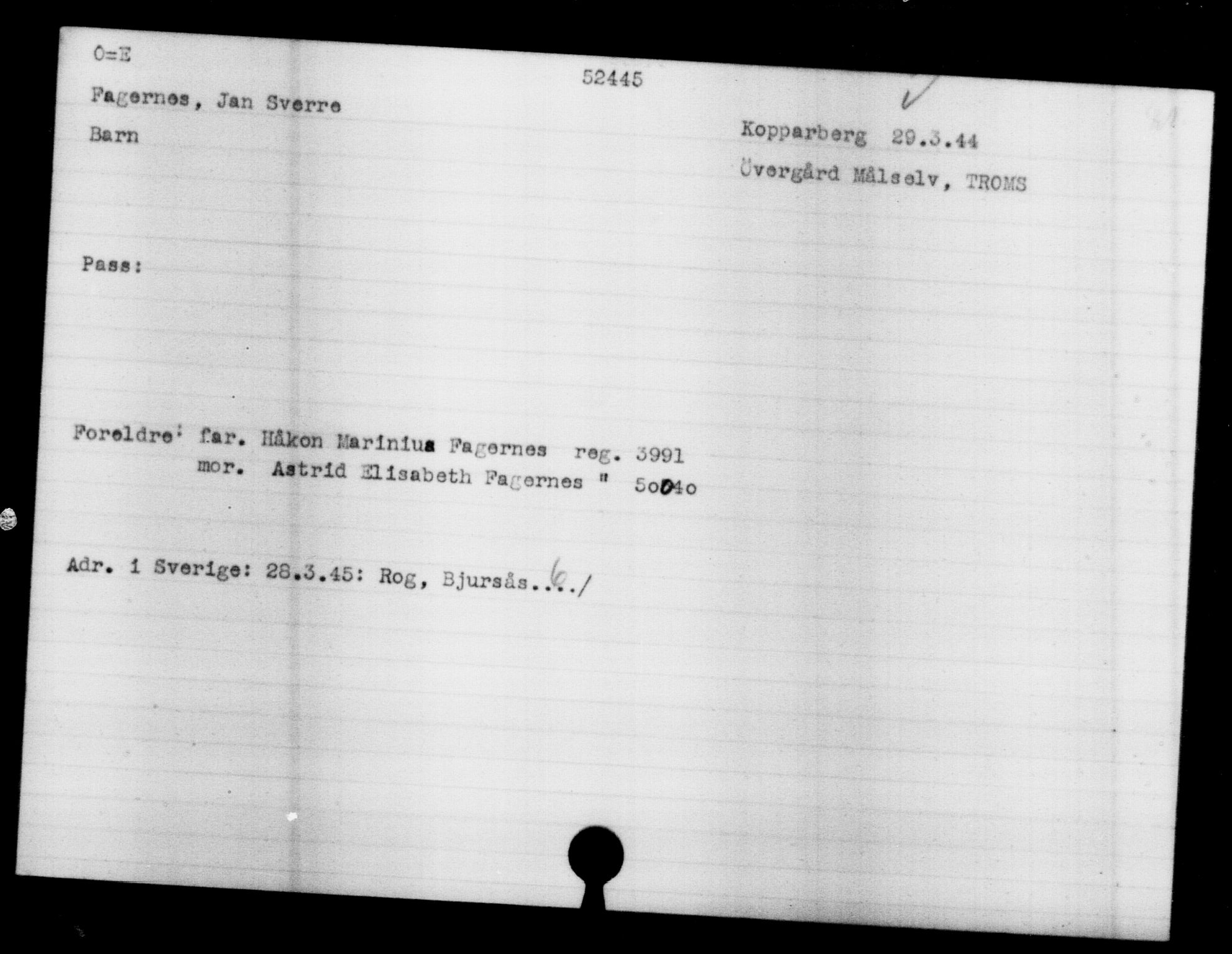 Utenriksstasjonene, Legasjonen i Stockholm, Flyktningkontoret, AV/RA-S-6753/V/Va/L0019: Kjesäterkartoteket, flyktninger med registreringsnr. 49600-55060, 1940-1945, s. 1917