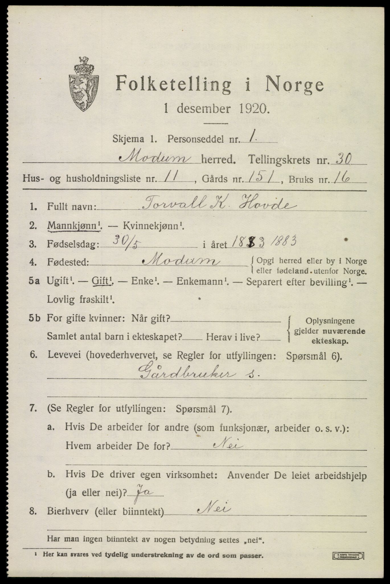 SAKO, Folketelling 1920 for 0623 Modum herred, 1920, s. 27765