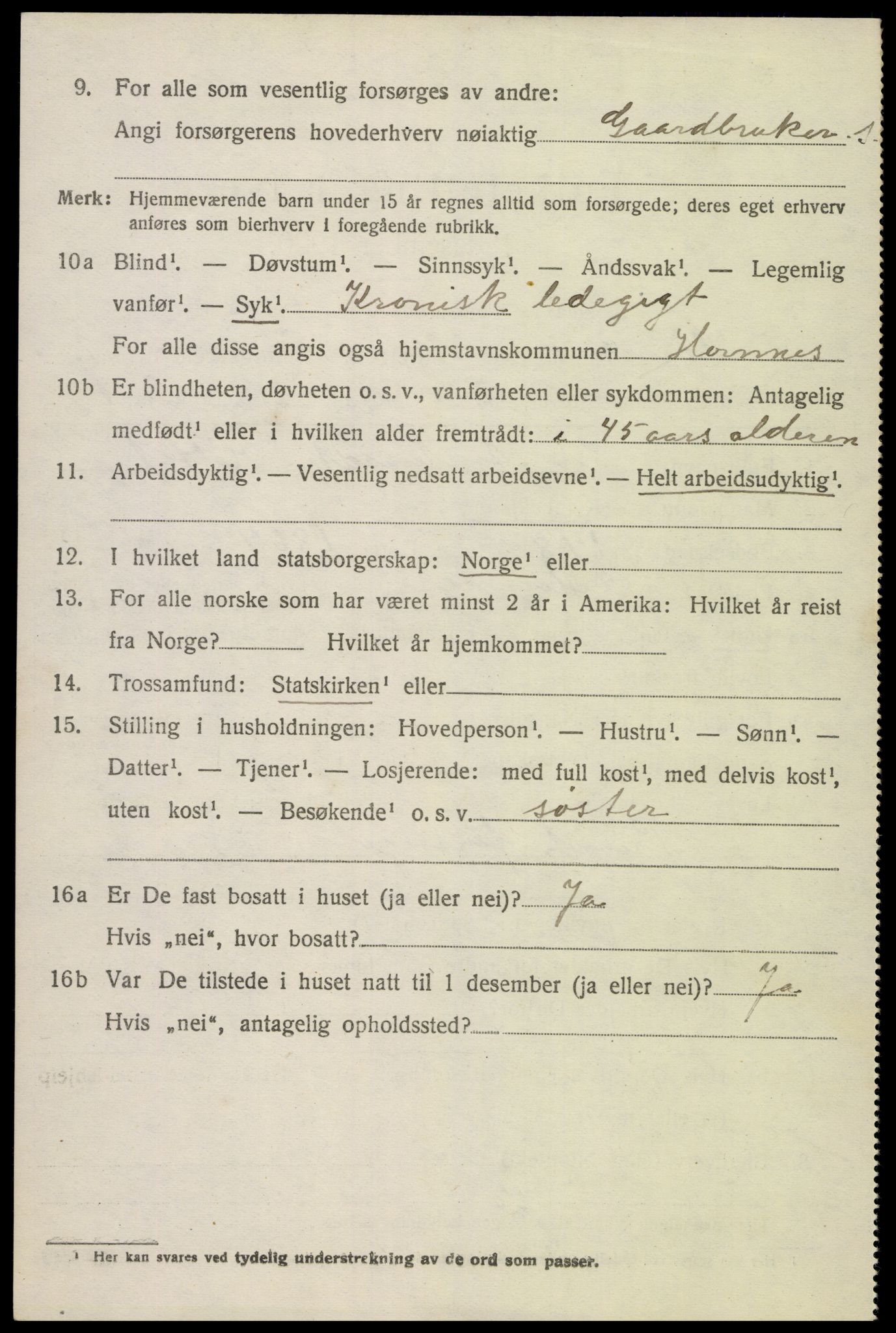 SAK, Folketelling 1920 for 0936 Hornnes herred, 1920, s. 712