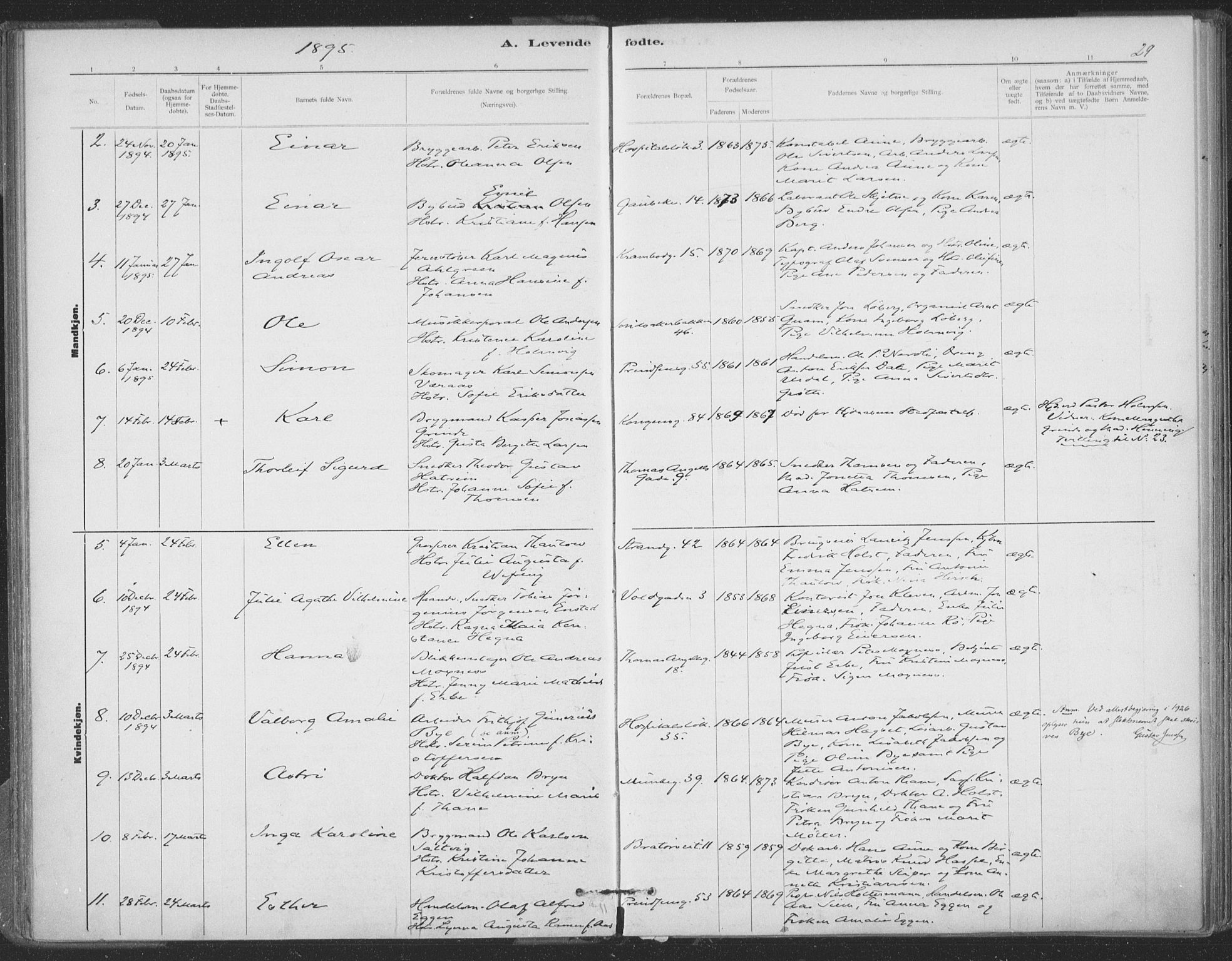 Ministerialprotokoller, klokkerbøker og fødselsregistre - Sør-Trøndelag, AV/SAT-A-1456/602/L0122: Ministerialbok nr. 602A20, 1892-1908, s. 29