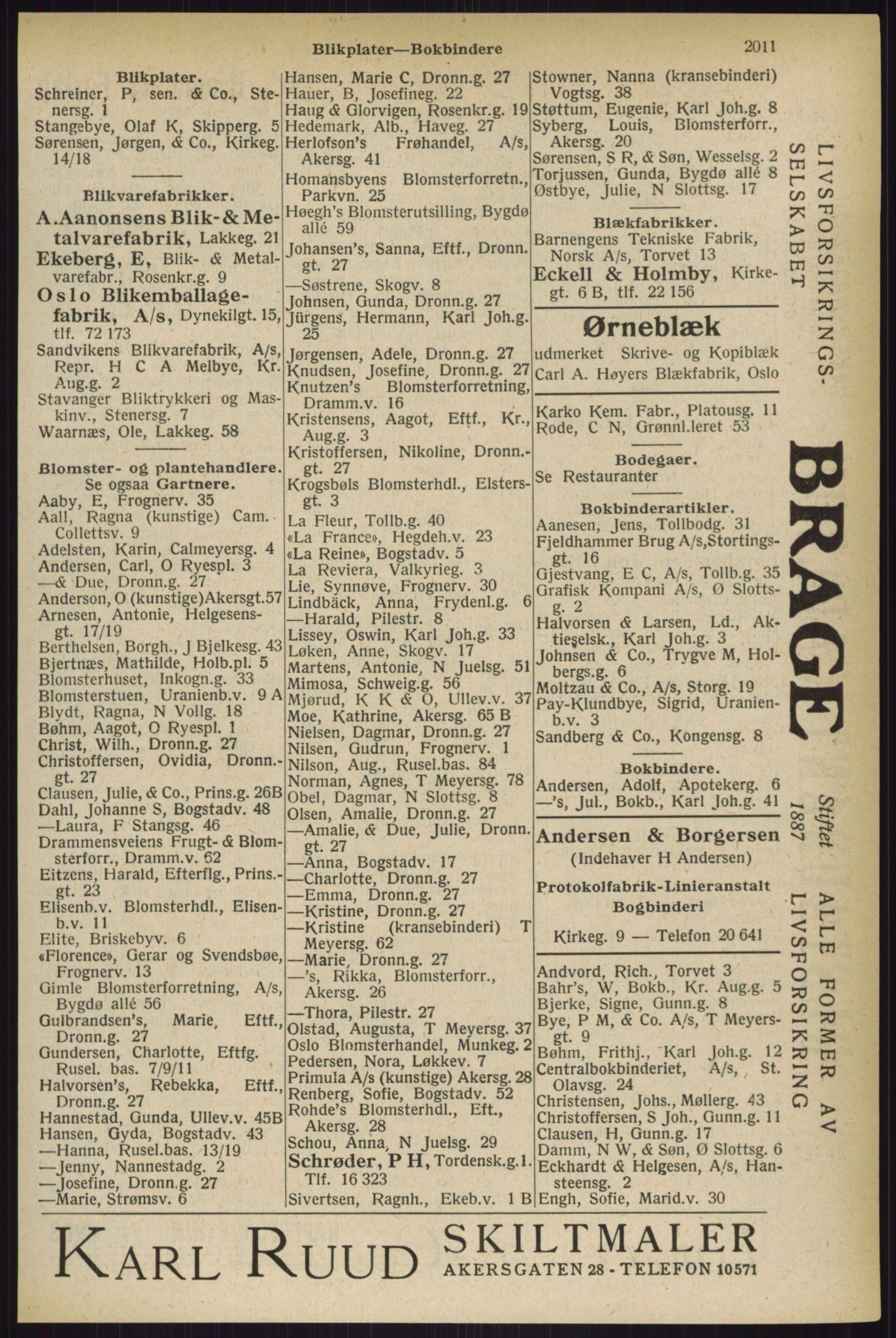 Kristiania/Oslo adressebok, PUBL/-, 1927, s. 2011