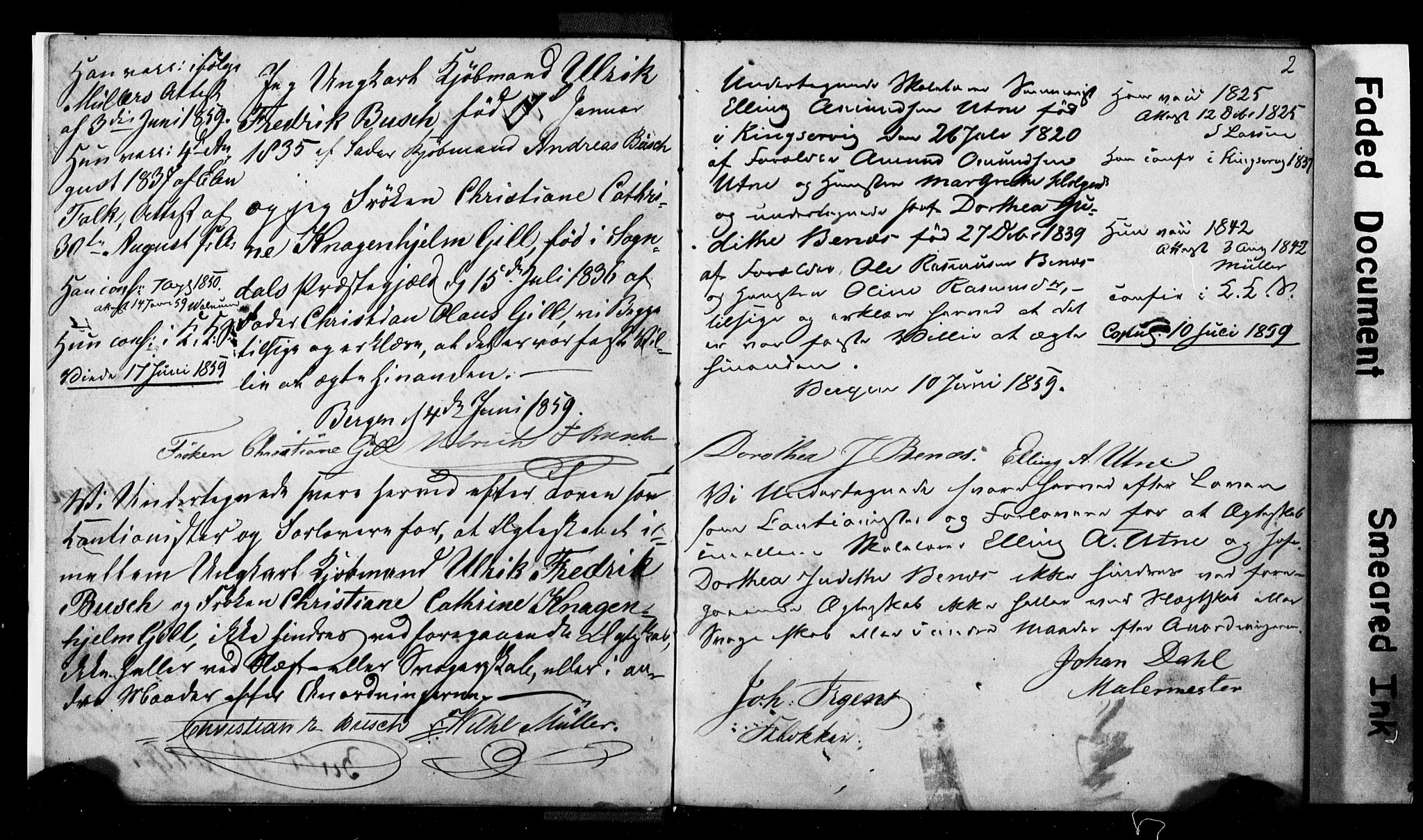 Korskirken sokneprestembete, SAB/A-76101: Forlovererklæringer nr. II.5.2, 1859-1865, s. 2