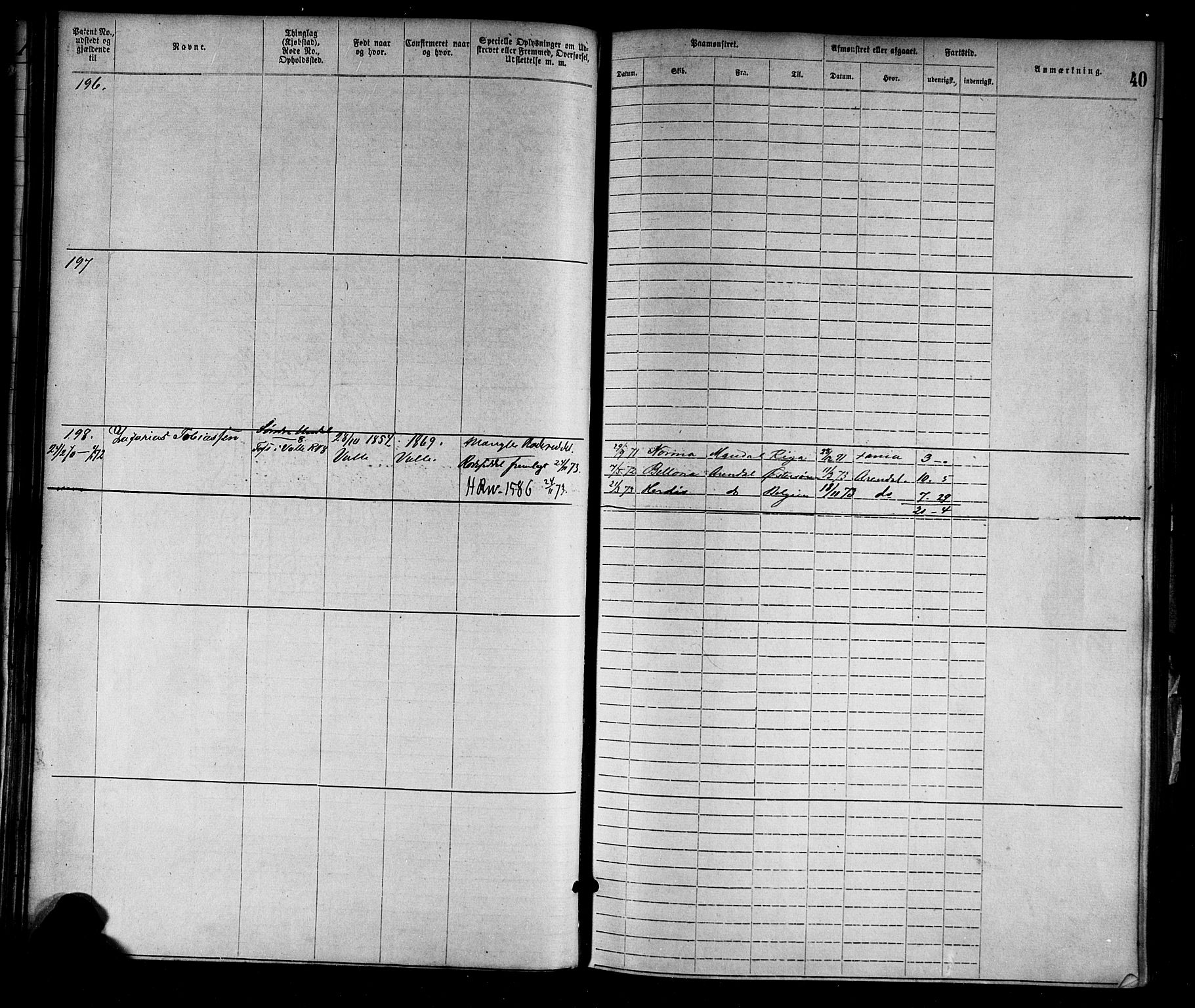Mandal mønstringskrets, SAK/2031-0016/F/Fa/L0001: Annotasjonsrulle nr 1-1920 med register, L-3, 1869-1881, s. 68