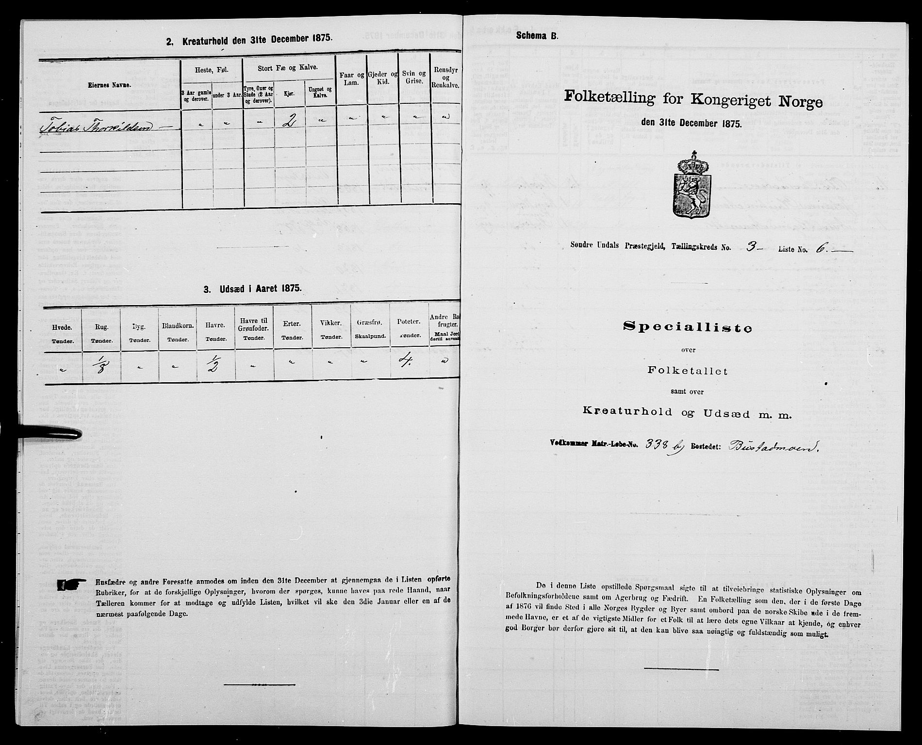 SAK, Folketelling 1875 for 1029P Sør-Audnedal prestegjeld, 1875, s. 381