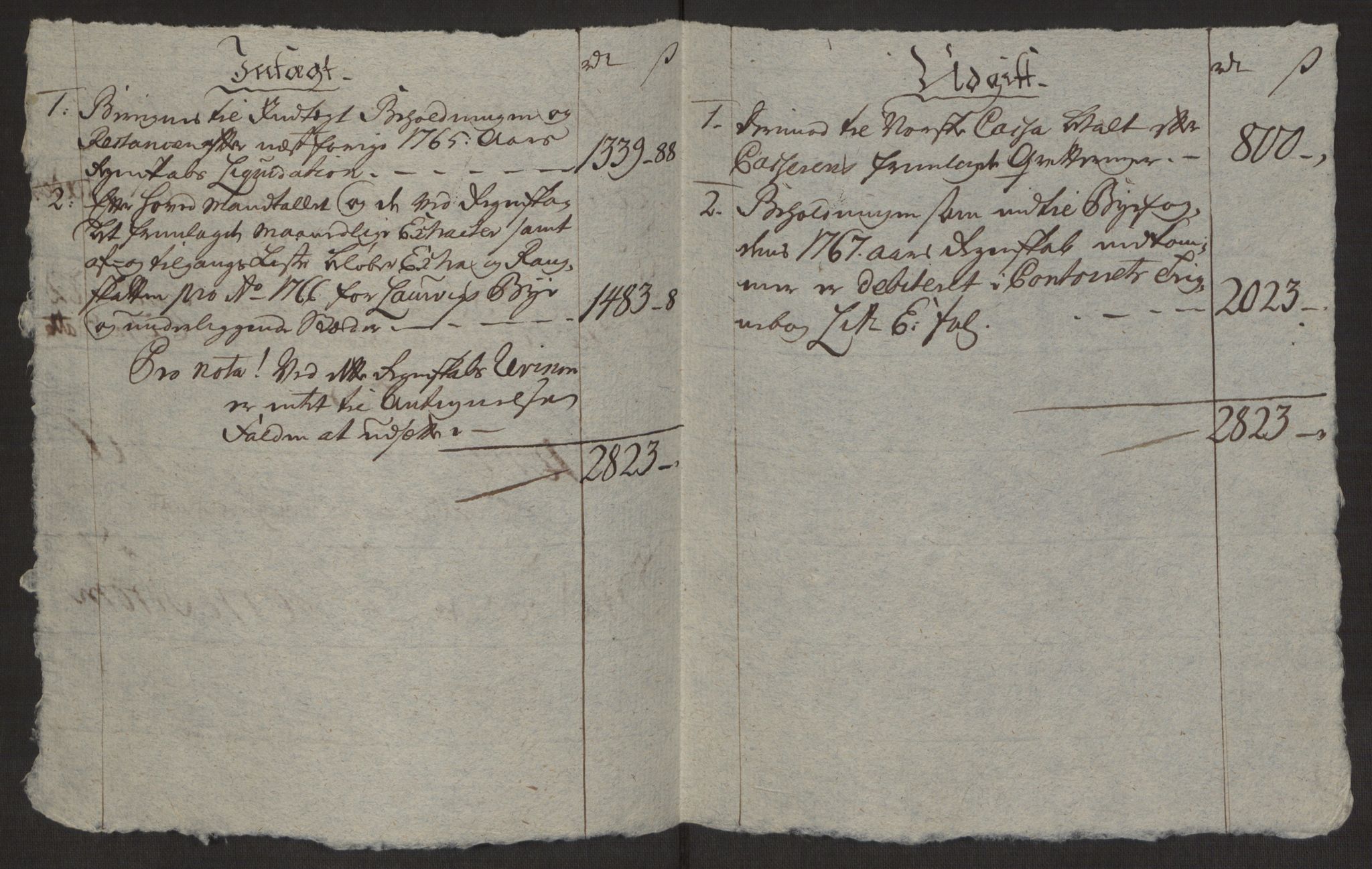Rentekammeret inntil 1814, Reviderte regnskaper, Byregnskaper, AV/RA-EA-4066/R/Ri/L0183/0001: [I4] Kontribusjonsregnskap / Ekstraskatt, 1762-1768, s. 253