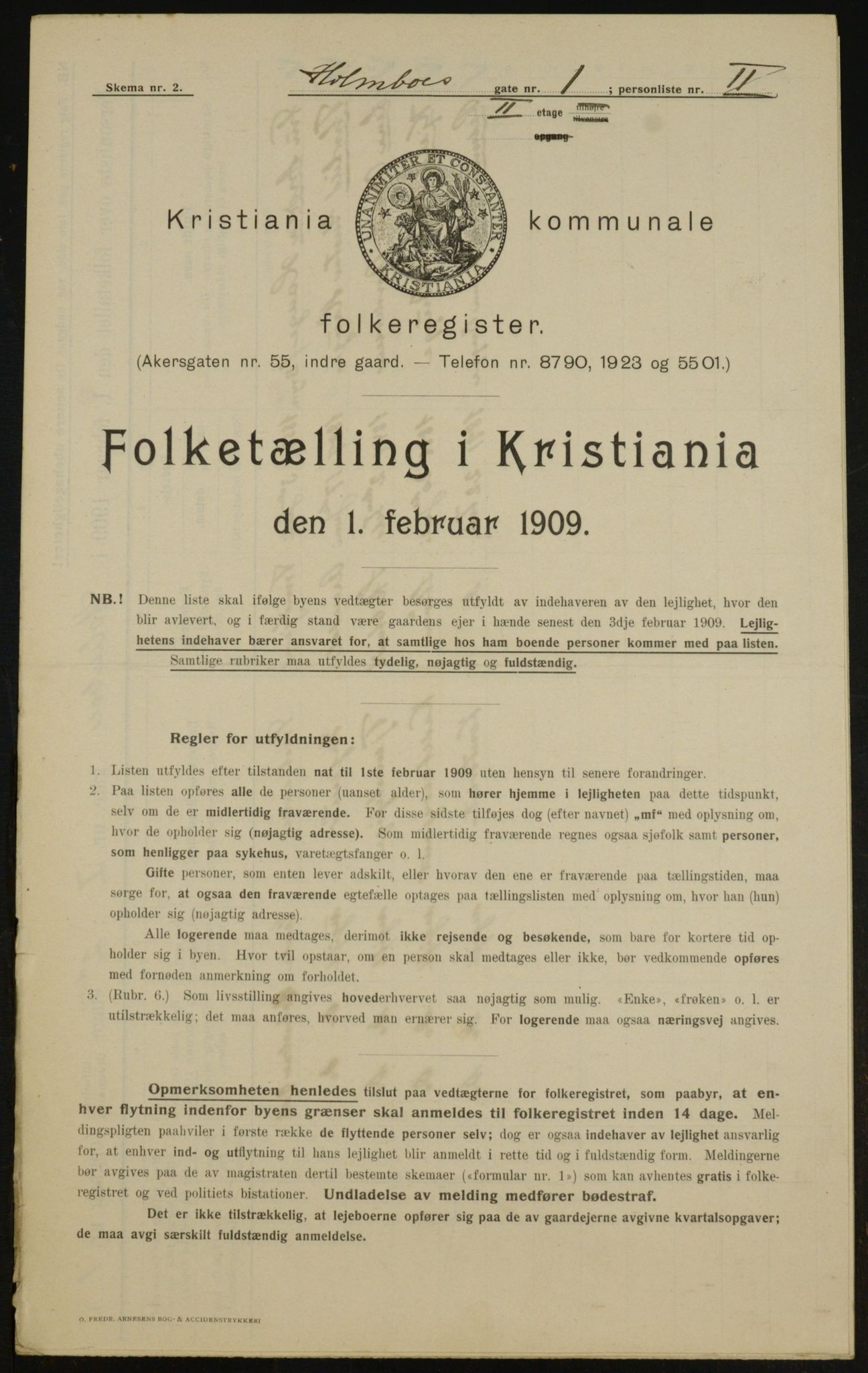 OBA, Kommunal folketelling 1.2.1909 for Kristiania kjøpstad, 1909, s. 36954